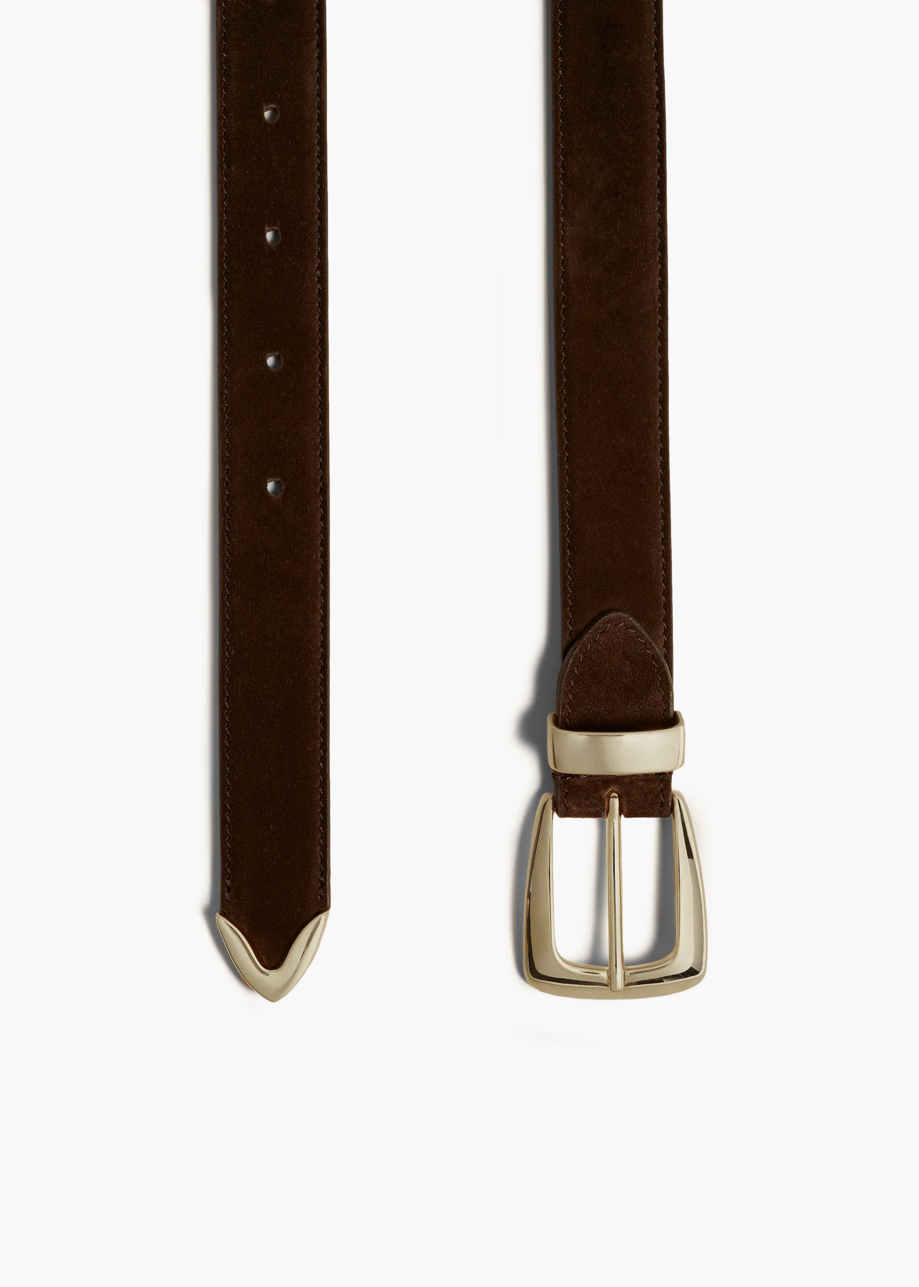 Khaite - Benny Belt in Coffee Suede with Gold - Image 6