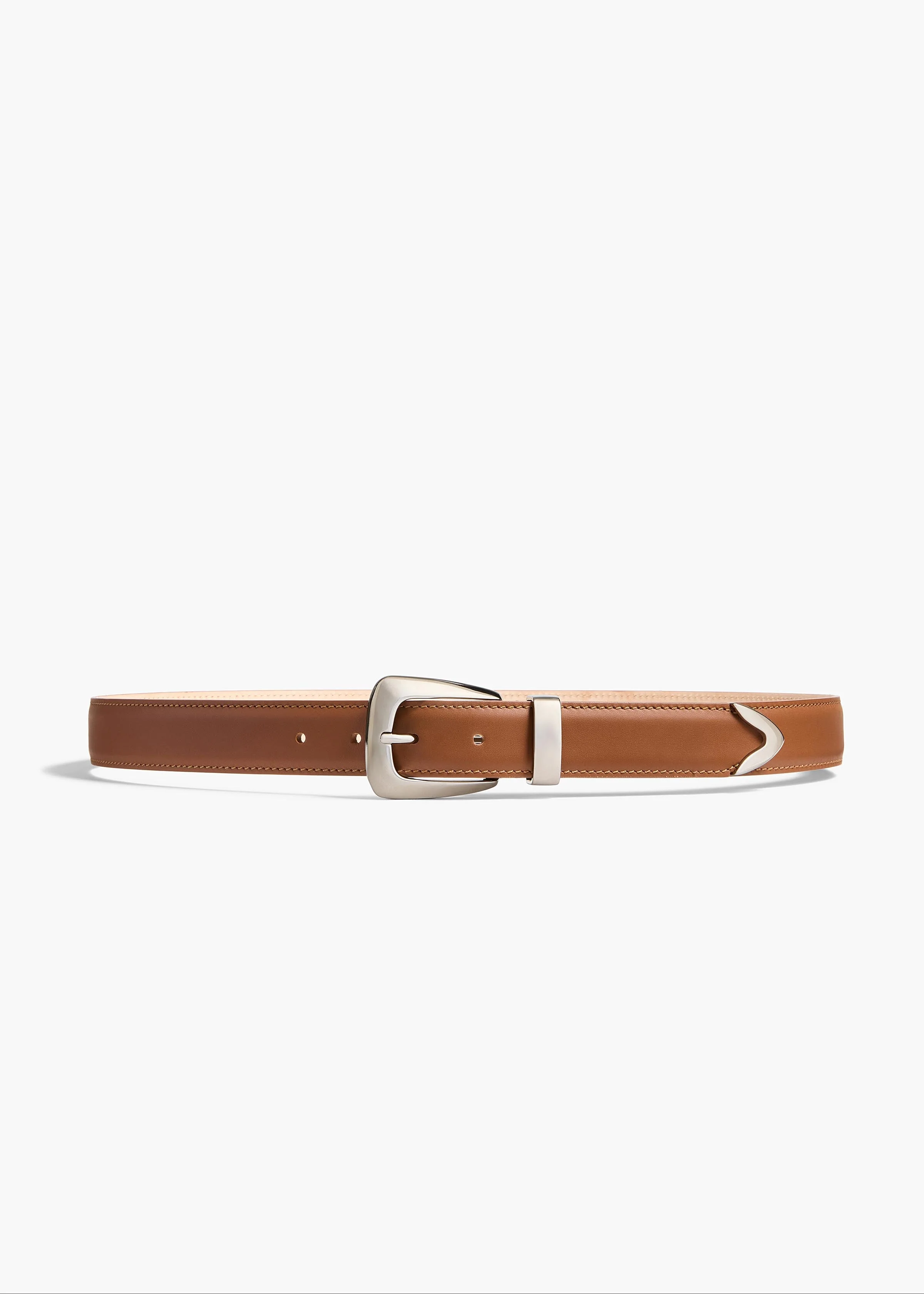 Khaite - Benny Belt in Dark Tan Leather with Silver - Image 4