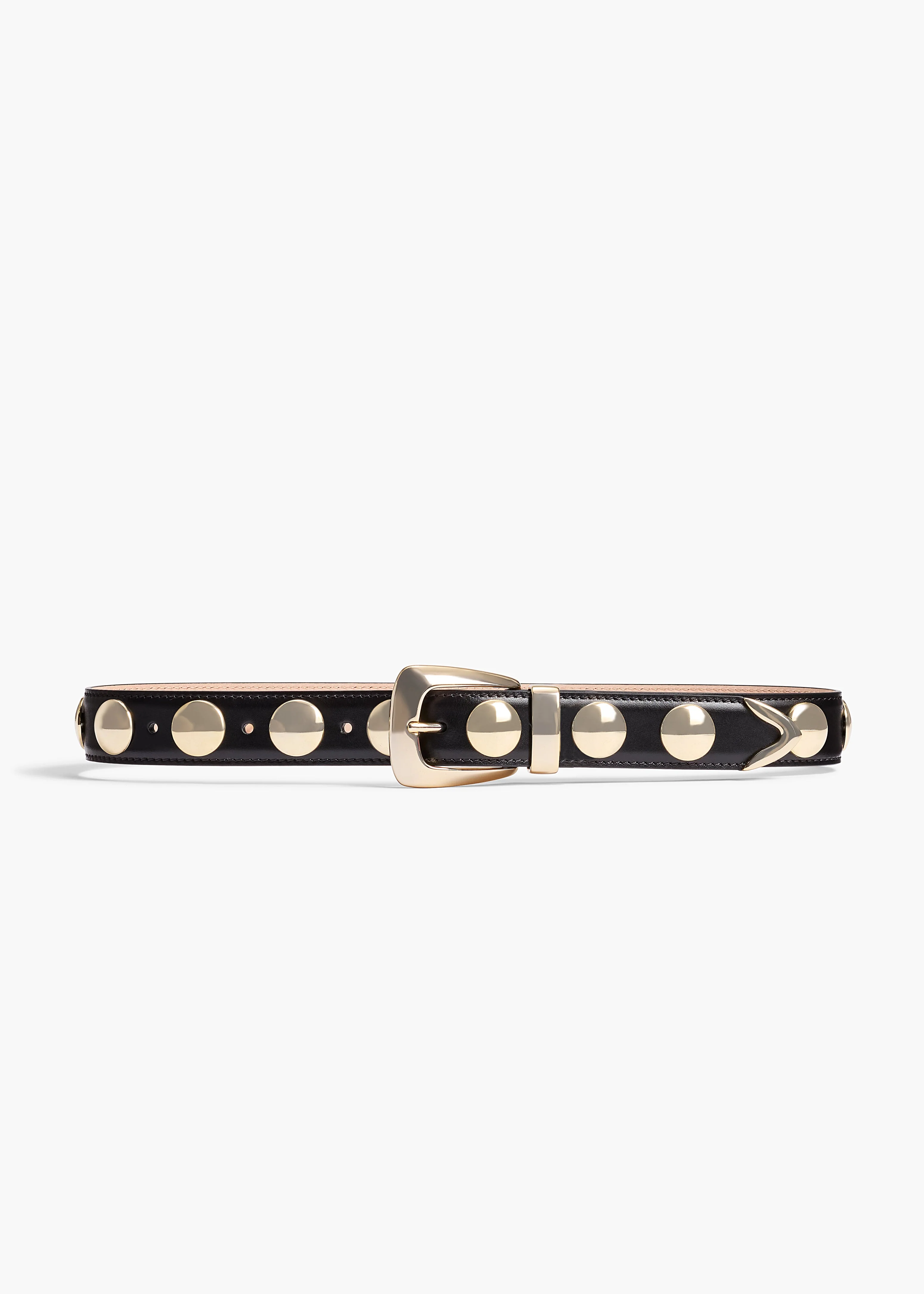 Khaite - Benny Belt with Studs in Black Leather and Gold - Image 4