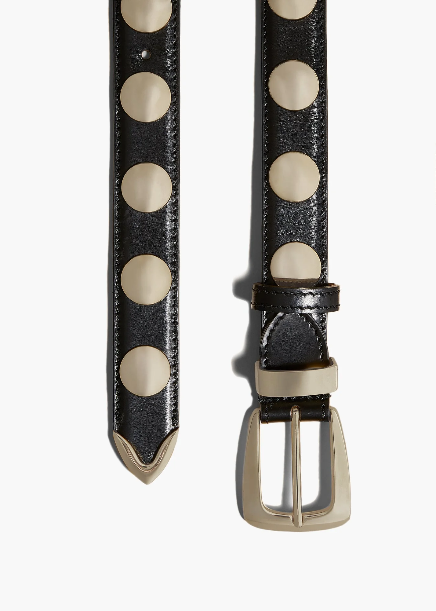 Khaite - Benny Belt with Studs in Black Leather and Gold - Image 5