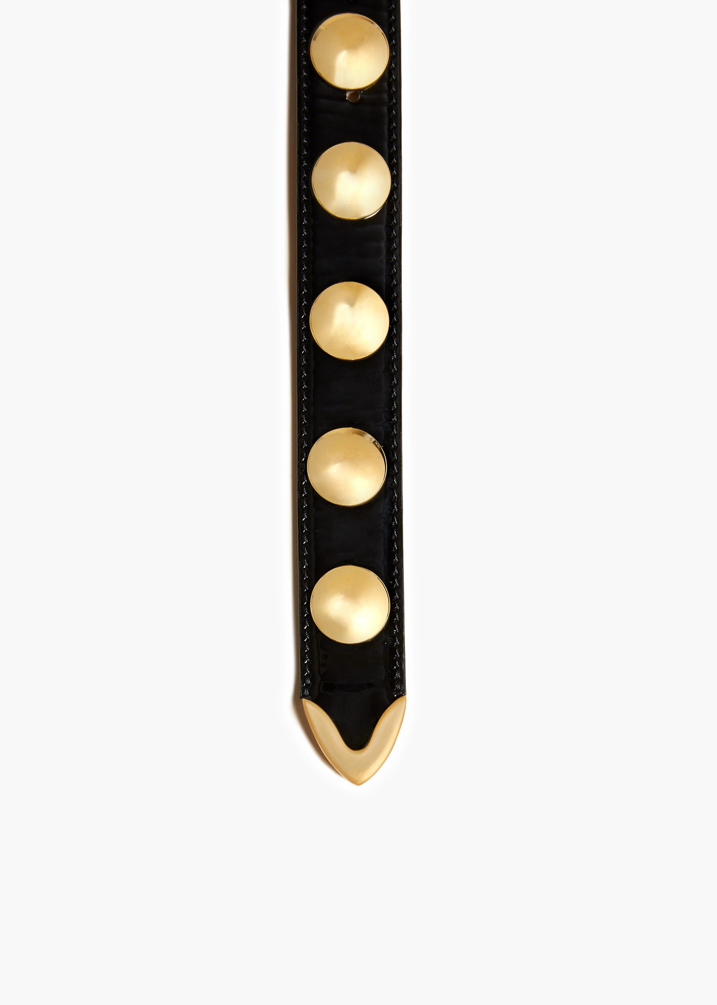 Khaite - Benny Belt with Studs in Black Patent Leather and Gold - Image 3