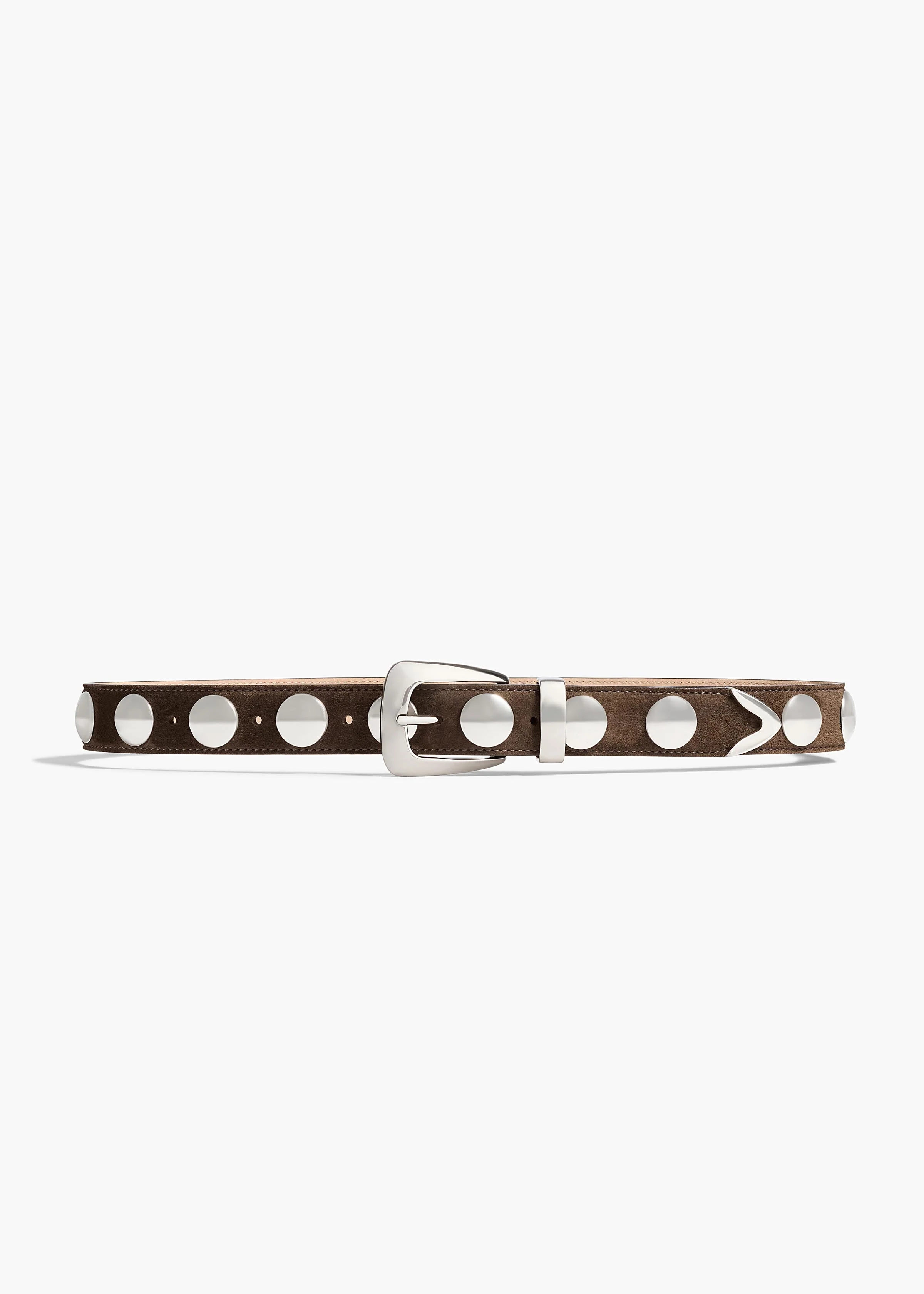 Khaite - Benny Belt with Studs in Ebano Suede with Silver