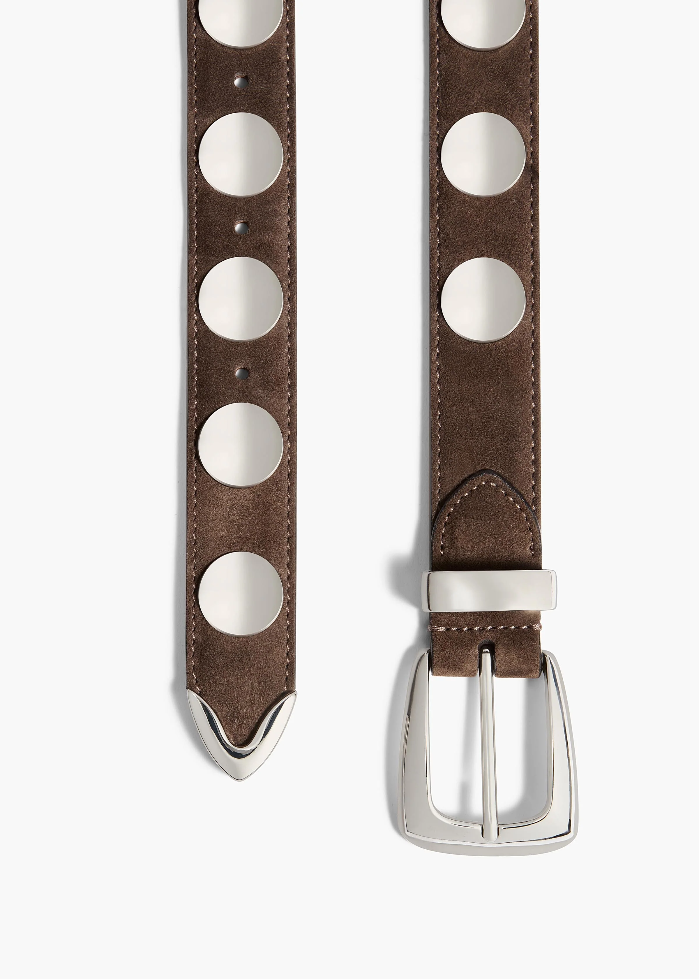 Khaite - Benny Belt with Studs in Ebano Suede with Silver - Image 5