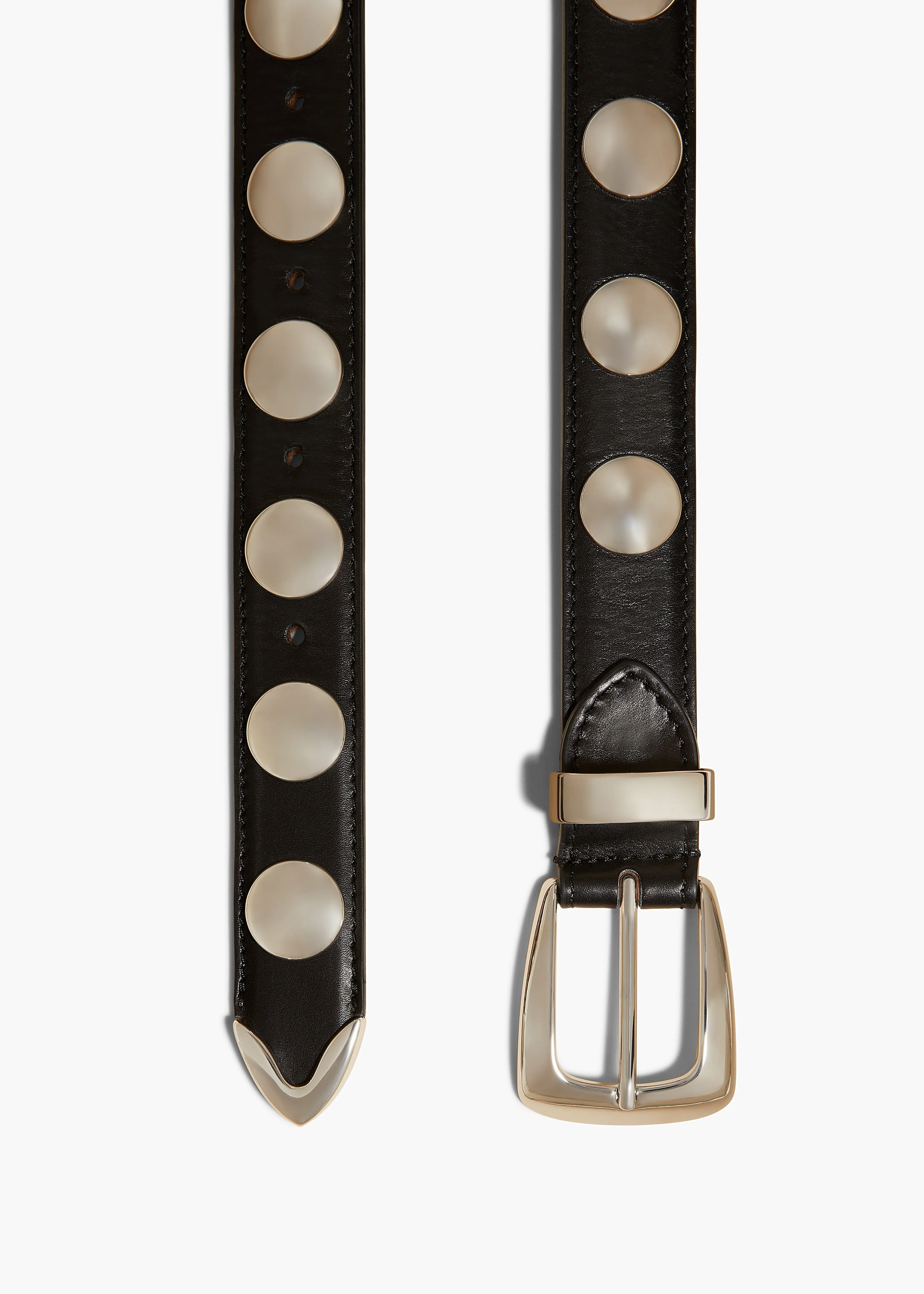 Khaite - Benny Belt with Studs in Black Leather and Silver - Image 6