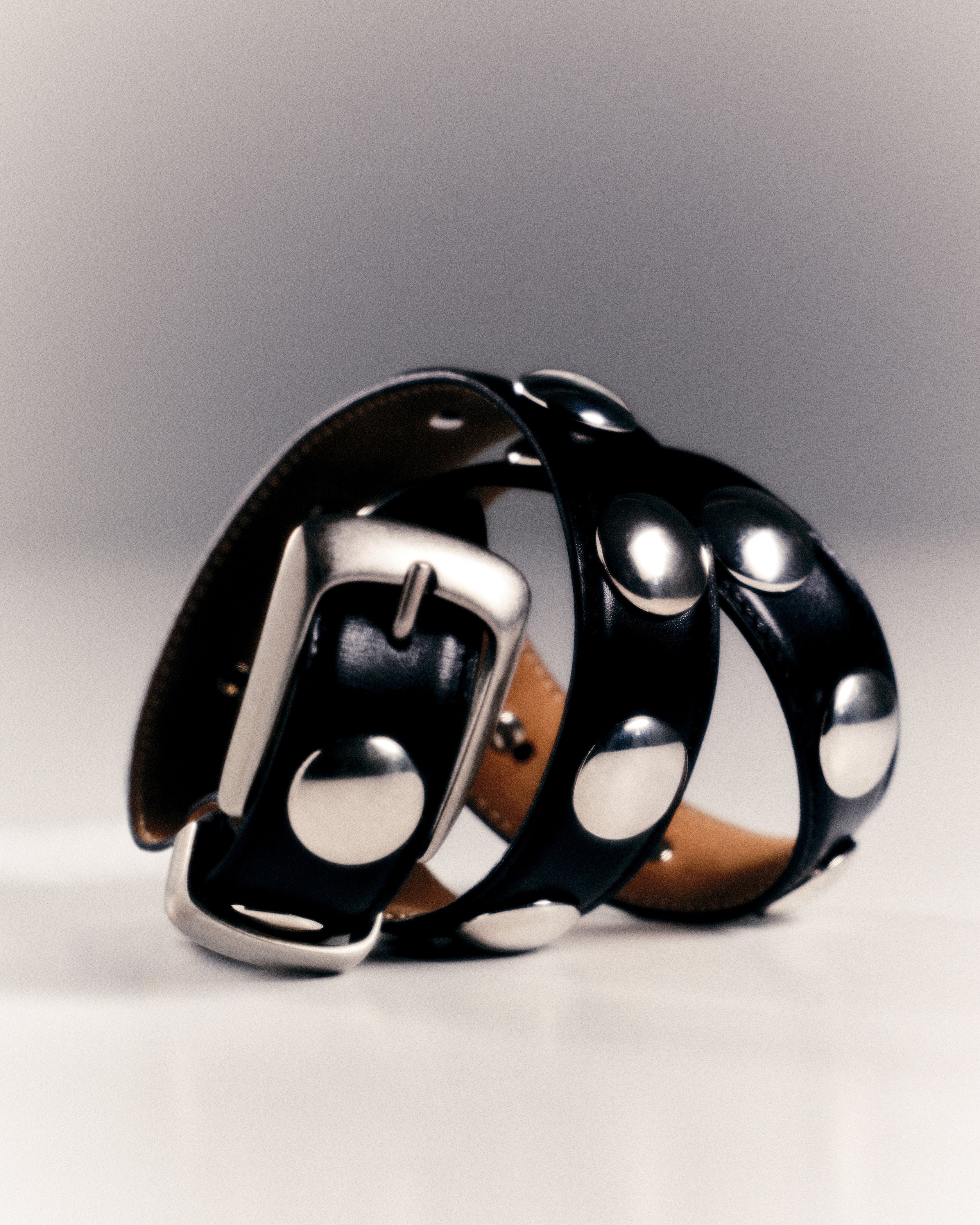 Khaite - Benny Belt with Studs in Black Leather and Silver - Image 7