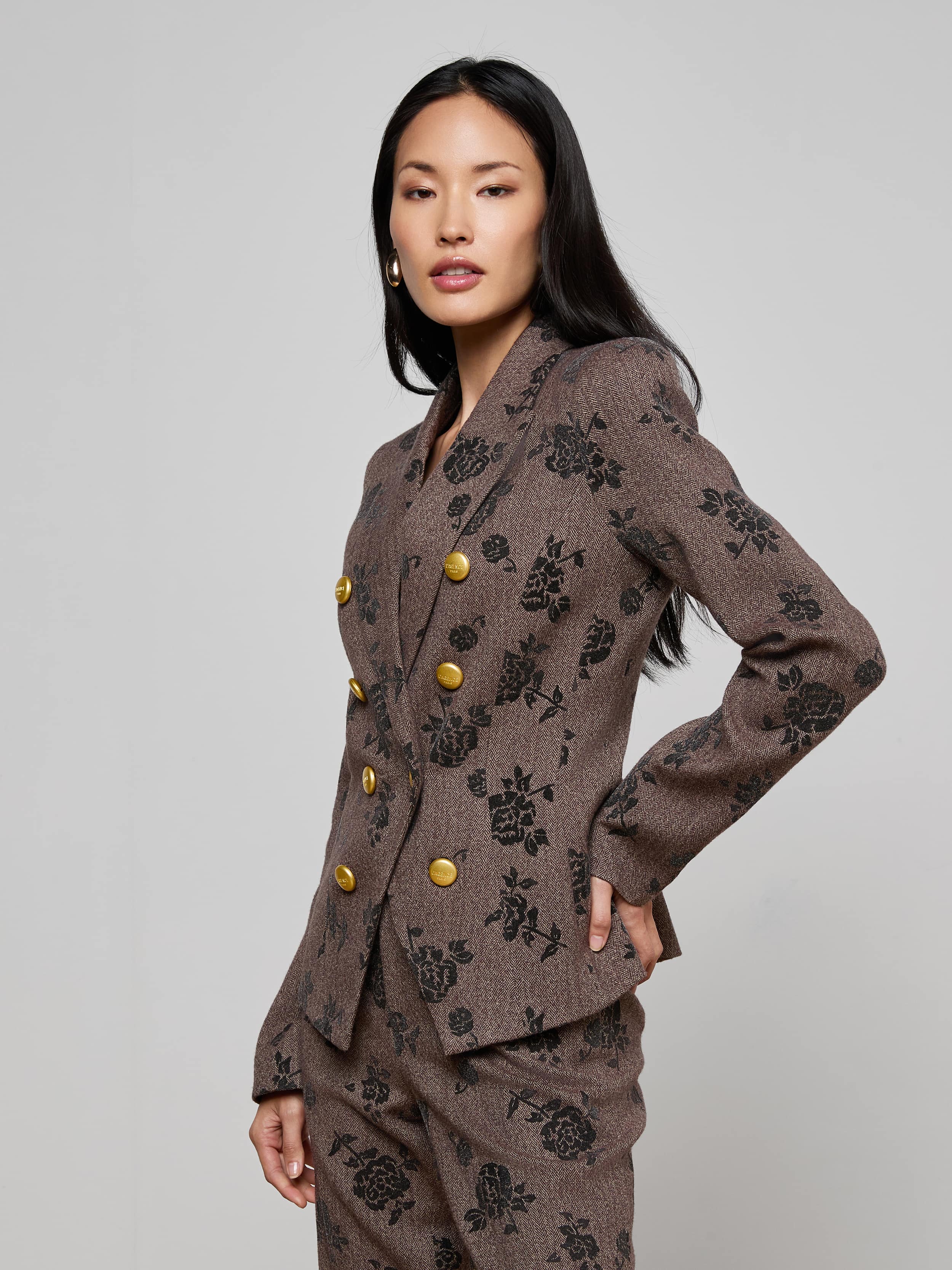 L'AGENCE - Bethany Flocked Herringbone Blazer - Image 2