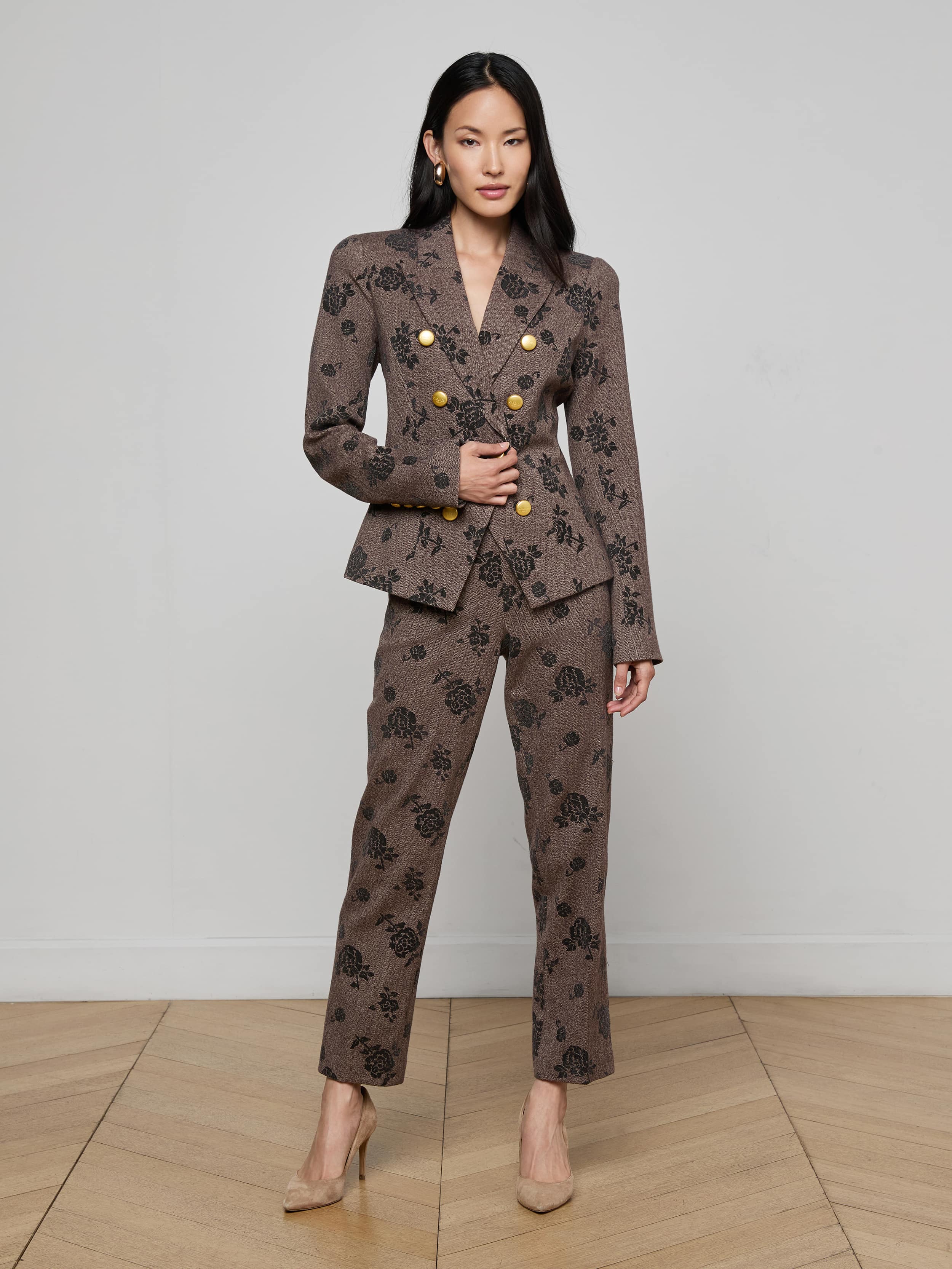 L'AGENCE - Bethany Flocked Herringbone Blazer - Image 3