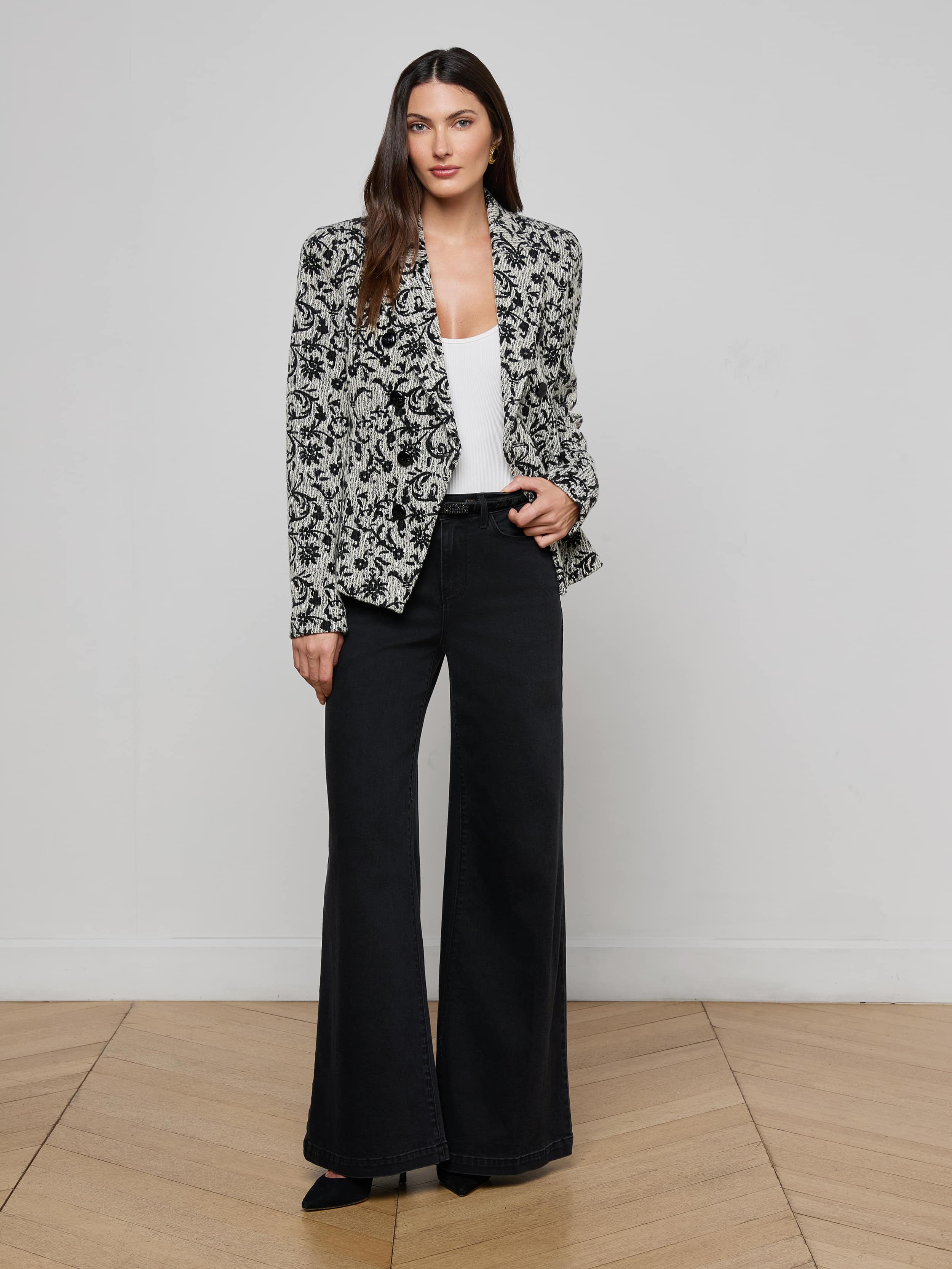 L'AGENCE - Bethany Flocked Tweed Blazer - Image 3