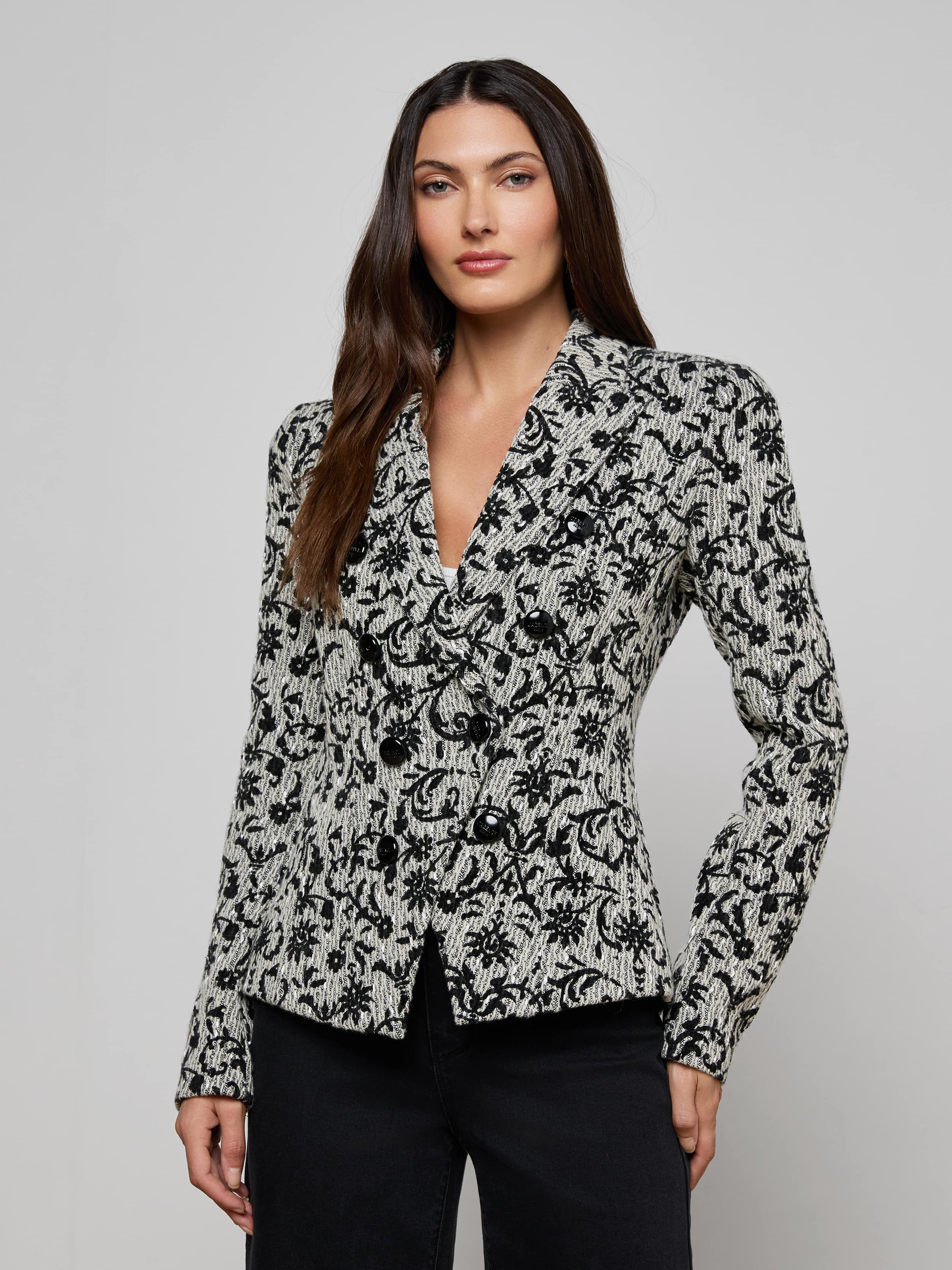 L'AGENCE - Bethany Flocked Tweed Blazer - Image 7