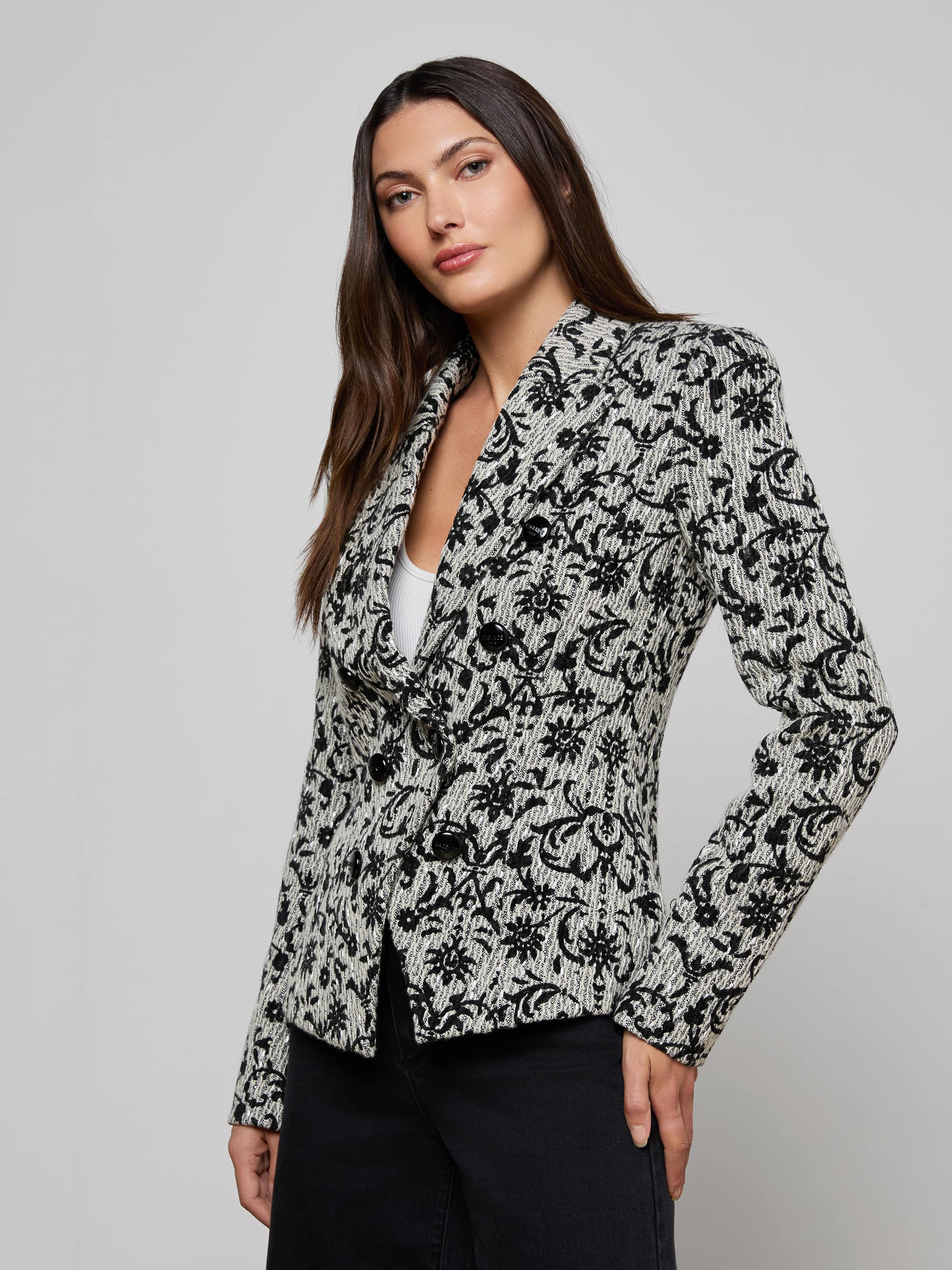 L'AGENCE - Bethany Flocked Tweed Blazer - Image 8