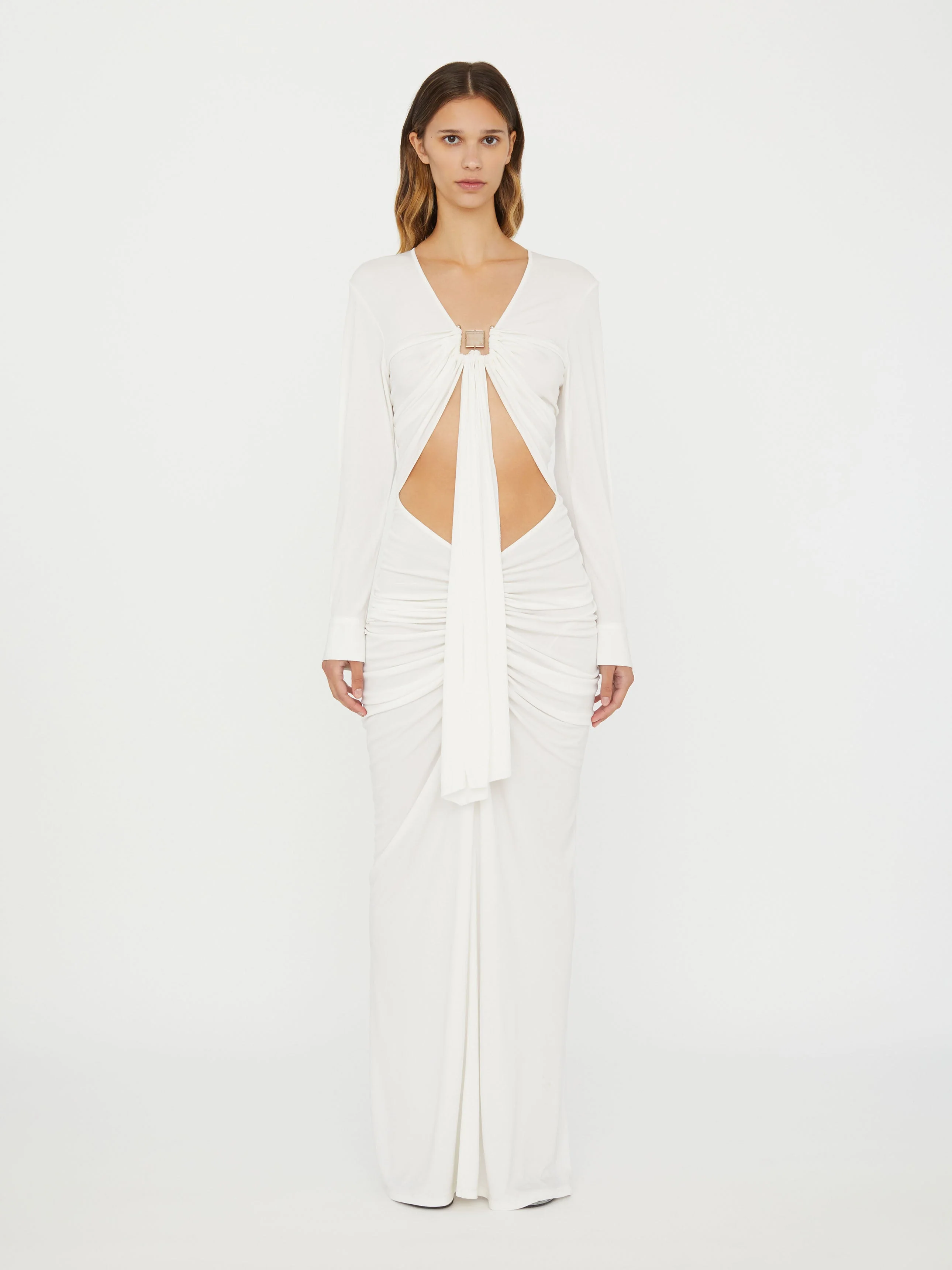 Christopher Esber - Bezel Quartz Disconnect Long Sleeve Dress