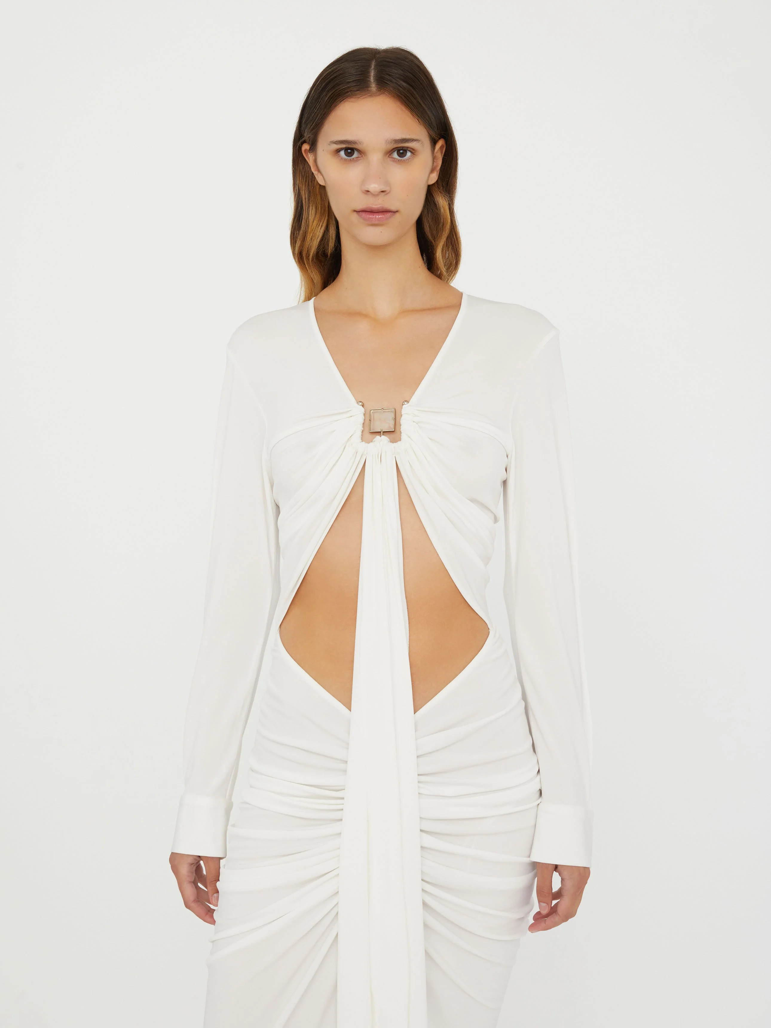 Christopher Esber - Bezel Quartz Disconnect Long Sleeve Dress - Image 2