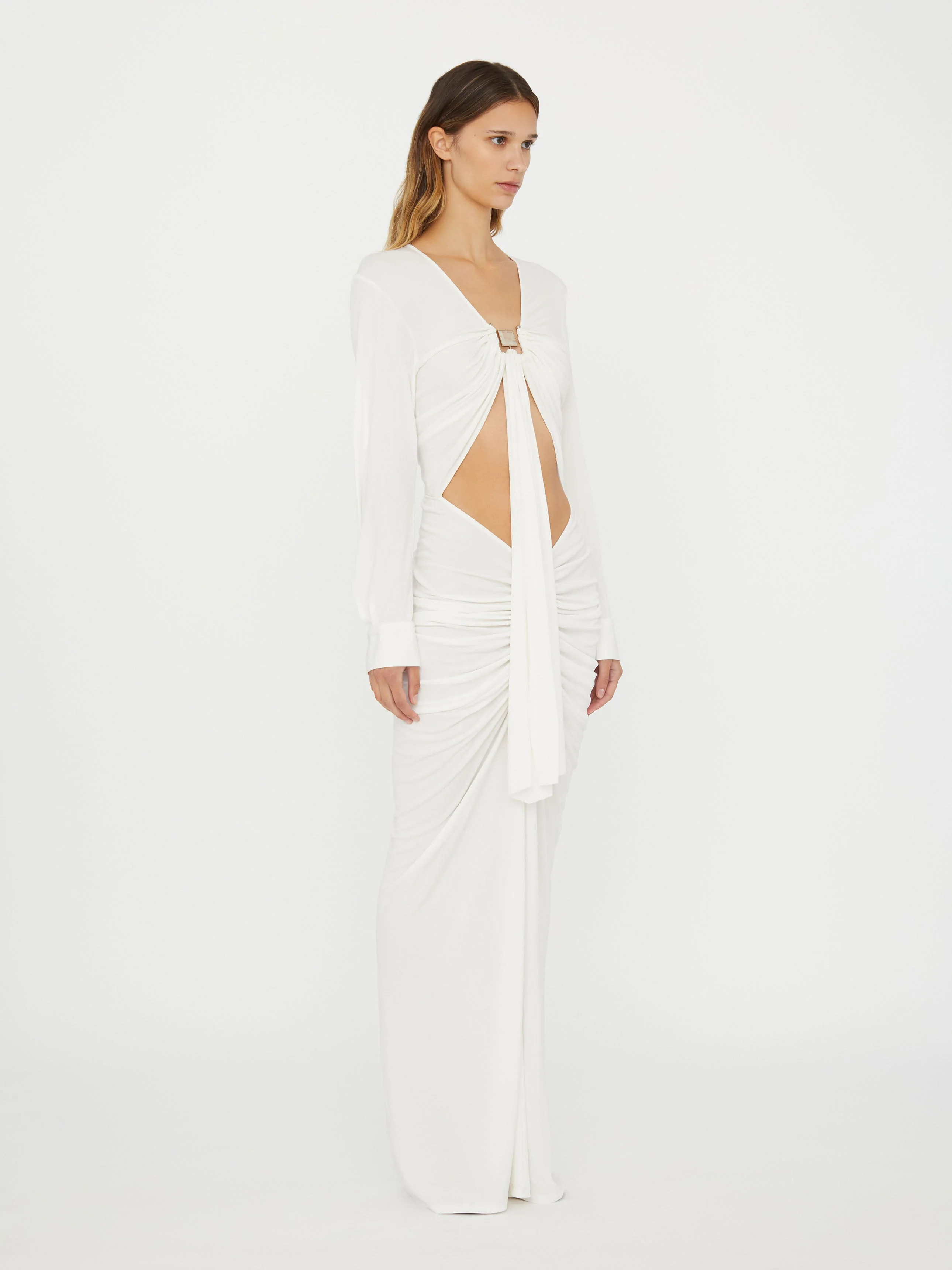 Christopher Esber - Bezel Quartz Disconnect Long Sleeve Dress - Image 3