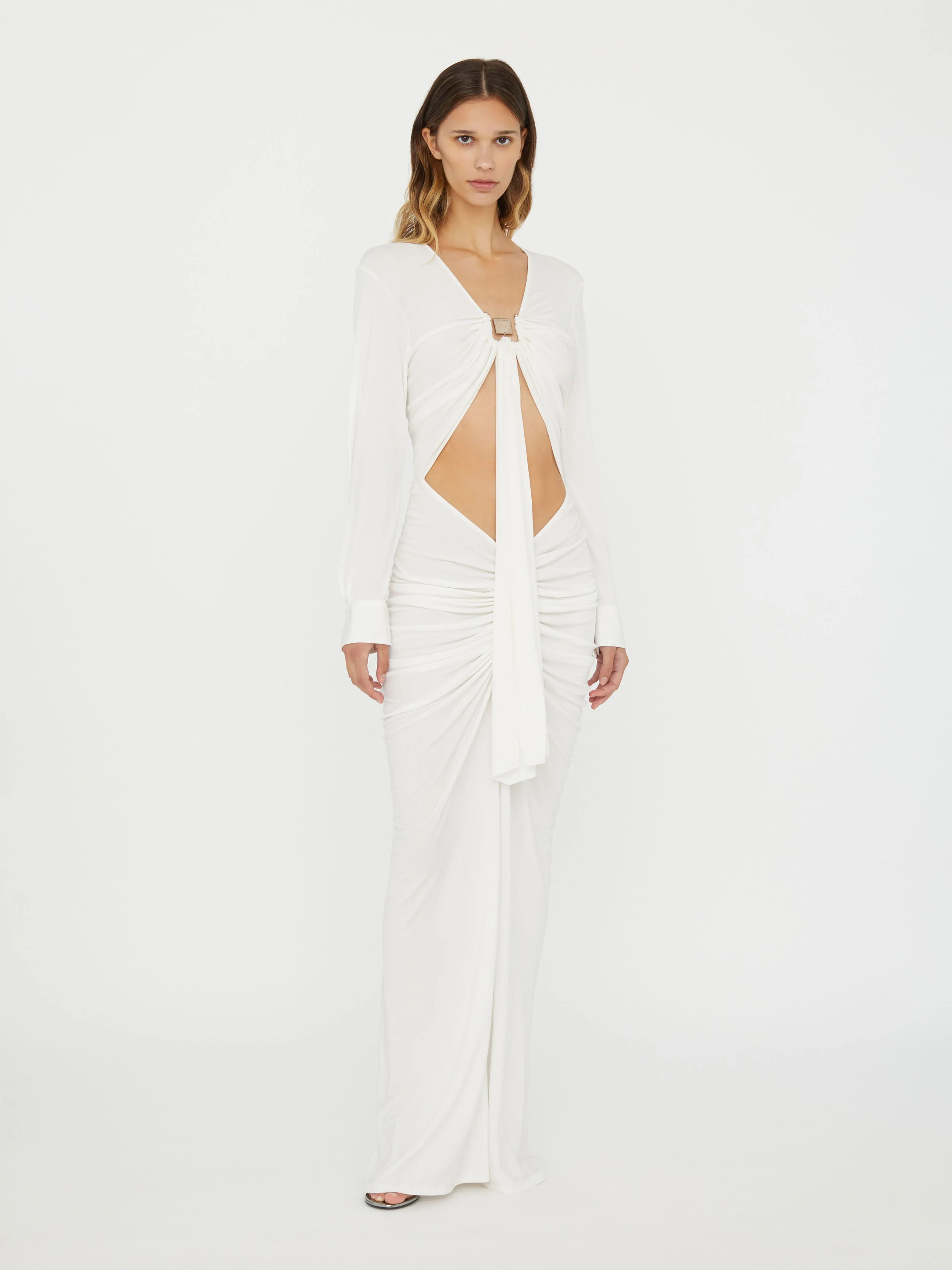 Christopher Esber - Bezel Quartz Disconnect Long Sleeve Dress - Image 5
