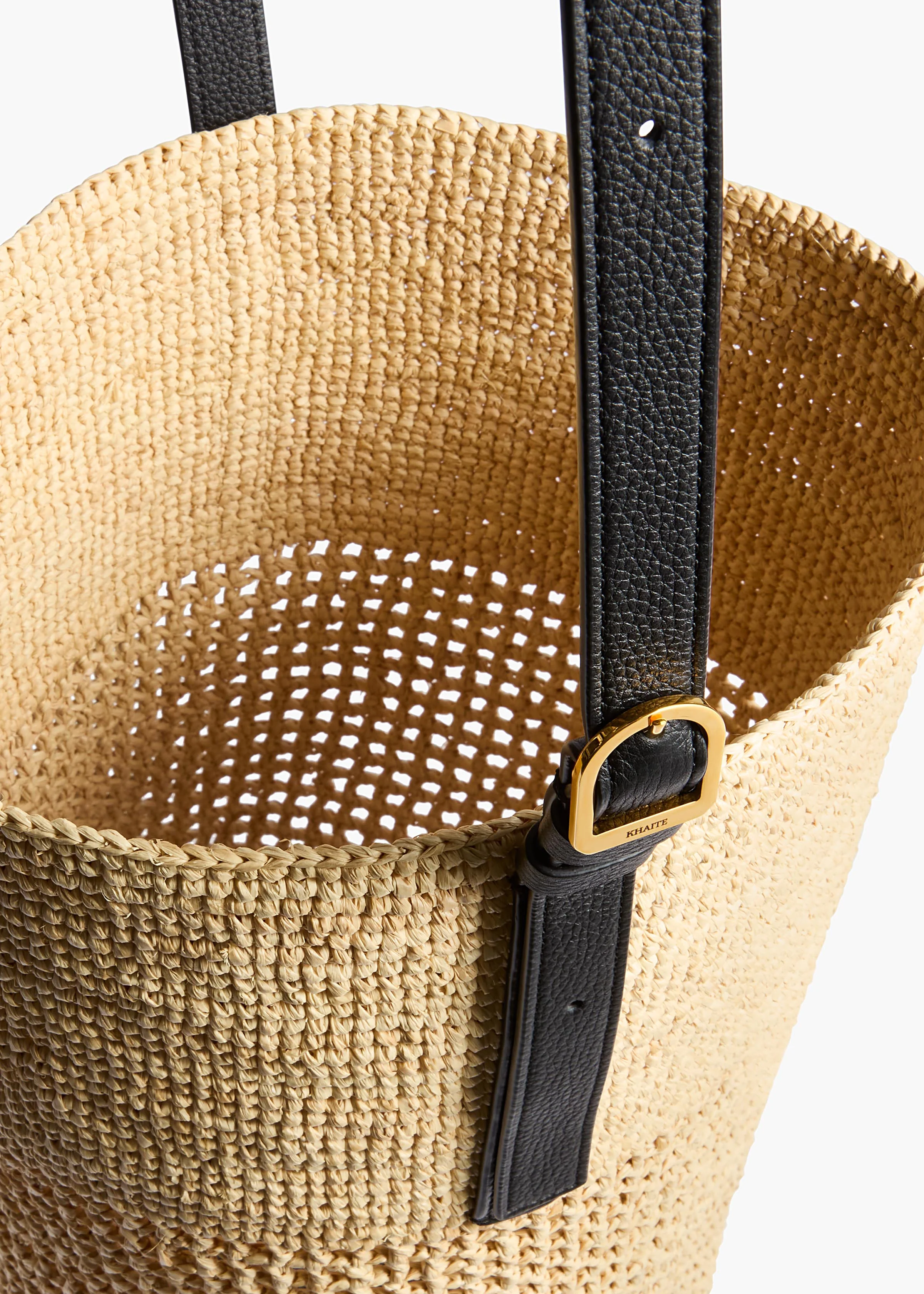 Khaite - Billie Bucket Bag in Natural and Lead Raffia - Image 10