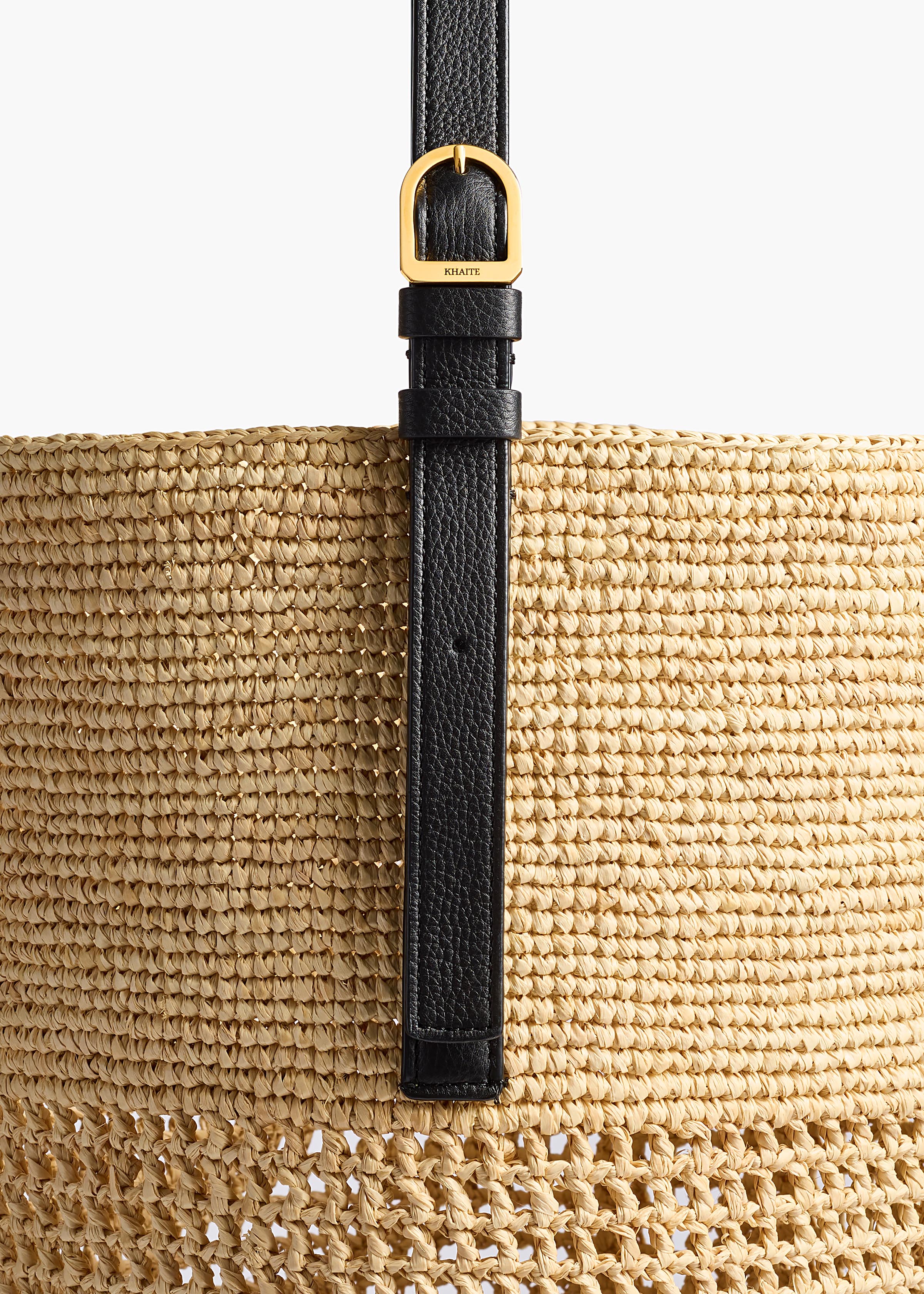 Khaite - Billie Bucket Bag in Natural and Lead Raffia - Image 11