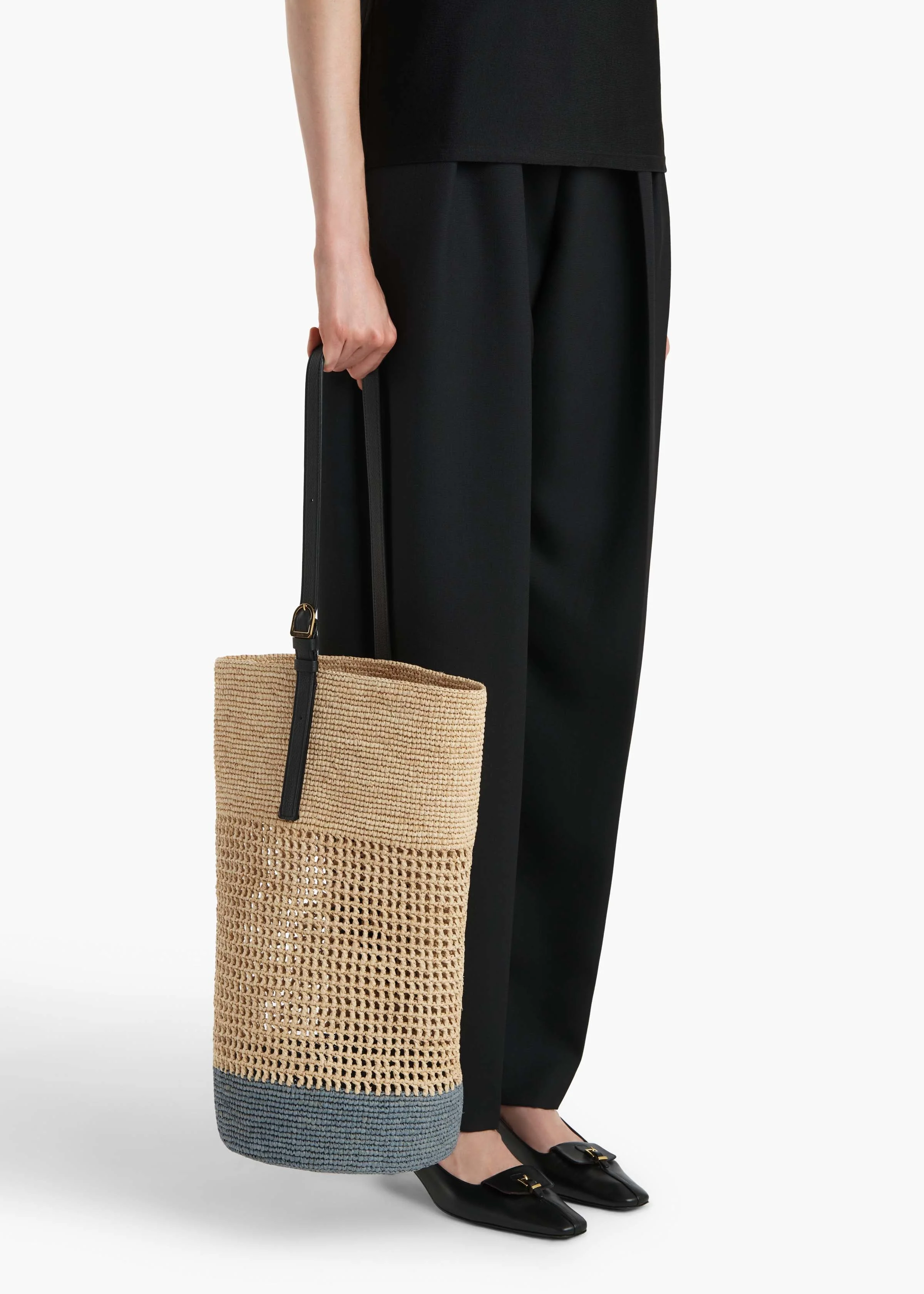 Khaite - Billie Bucket Bag in Natural and Lead Raffia - Image 13