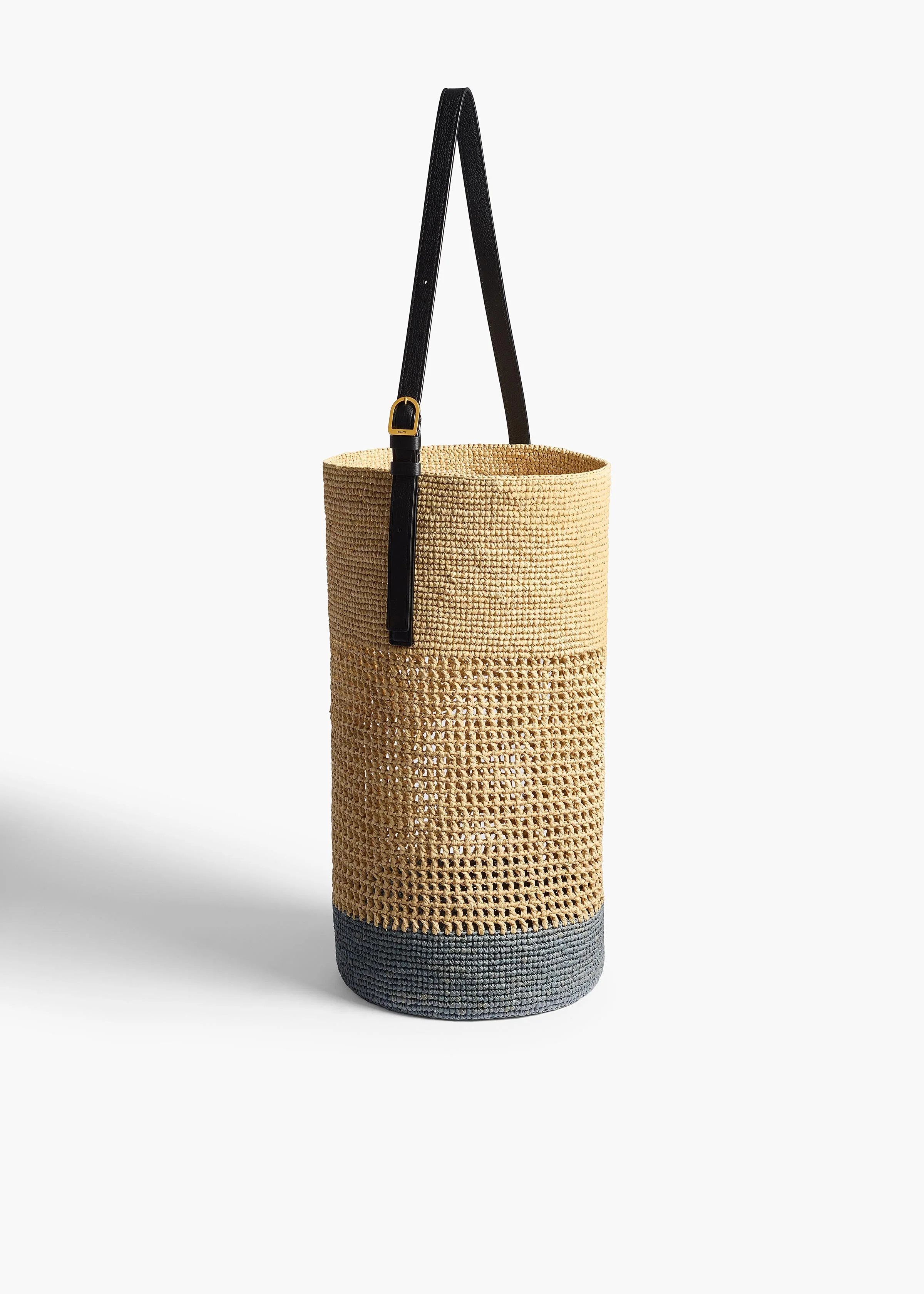 Khaite - Billie Bucket Bag in Natural and Lead Raffia - Image 9