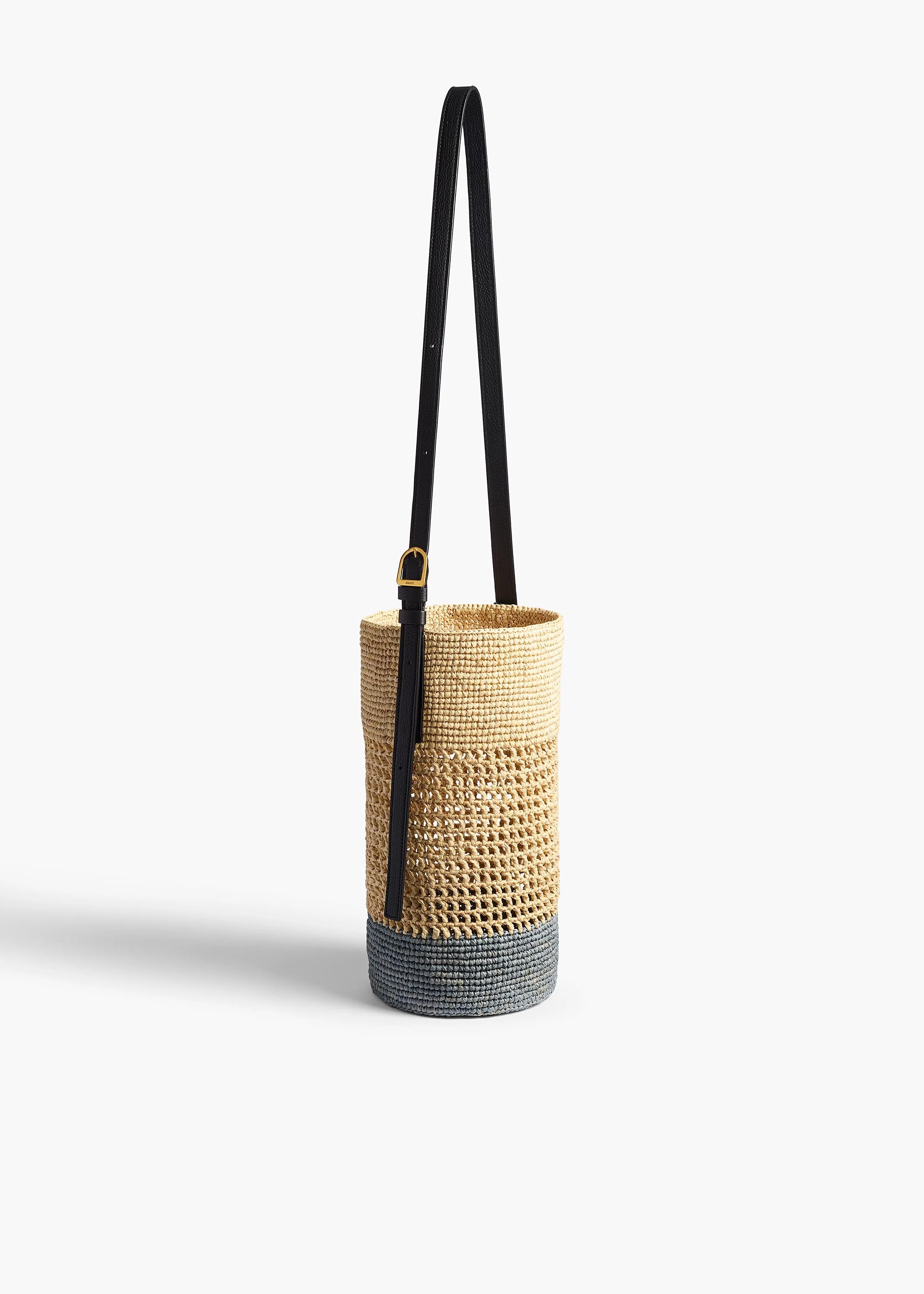 Khaite - Small Billie Bucket Bag in Natural and Lead Raffia - Image 8