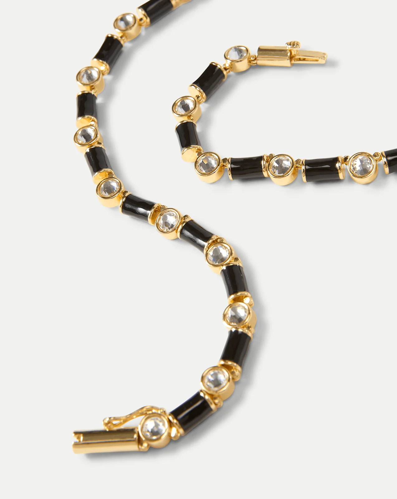 Veronica Beard - Black Enamel and Crystal Barrel Necklace - Image 3