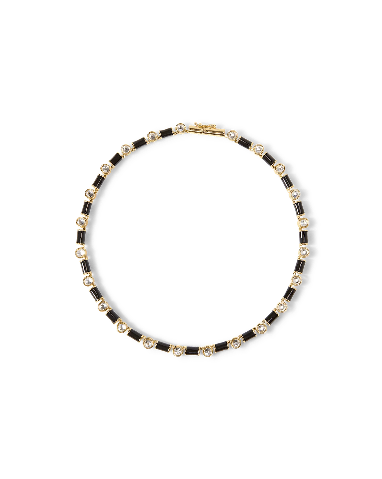 Veronica Beard - Black Enamel and Crystal Barrel Necklace - Image 4