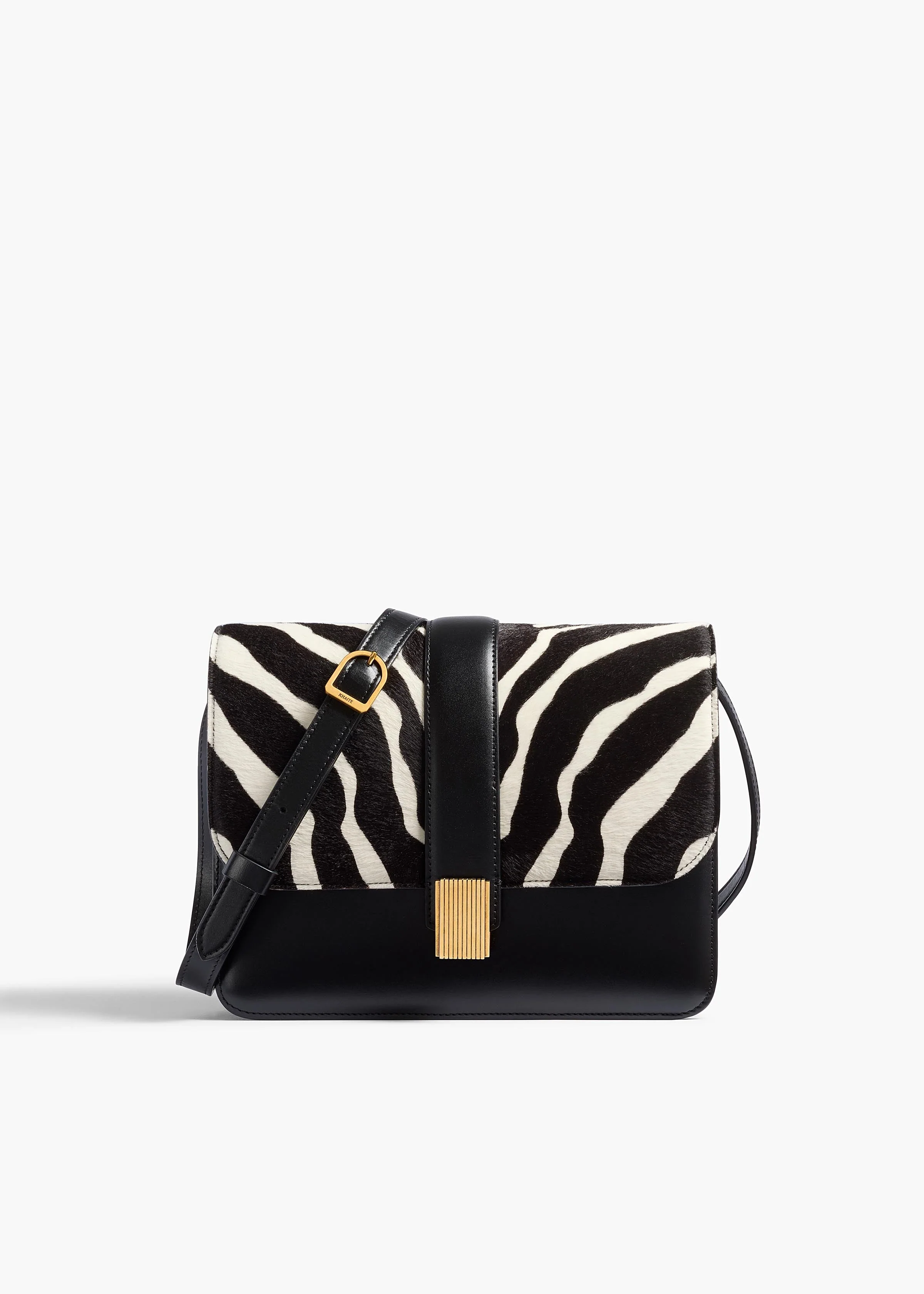 Khaite - Blake Crossbody Bag in Zebra Print Haircalf and Black Leather - Image 7