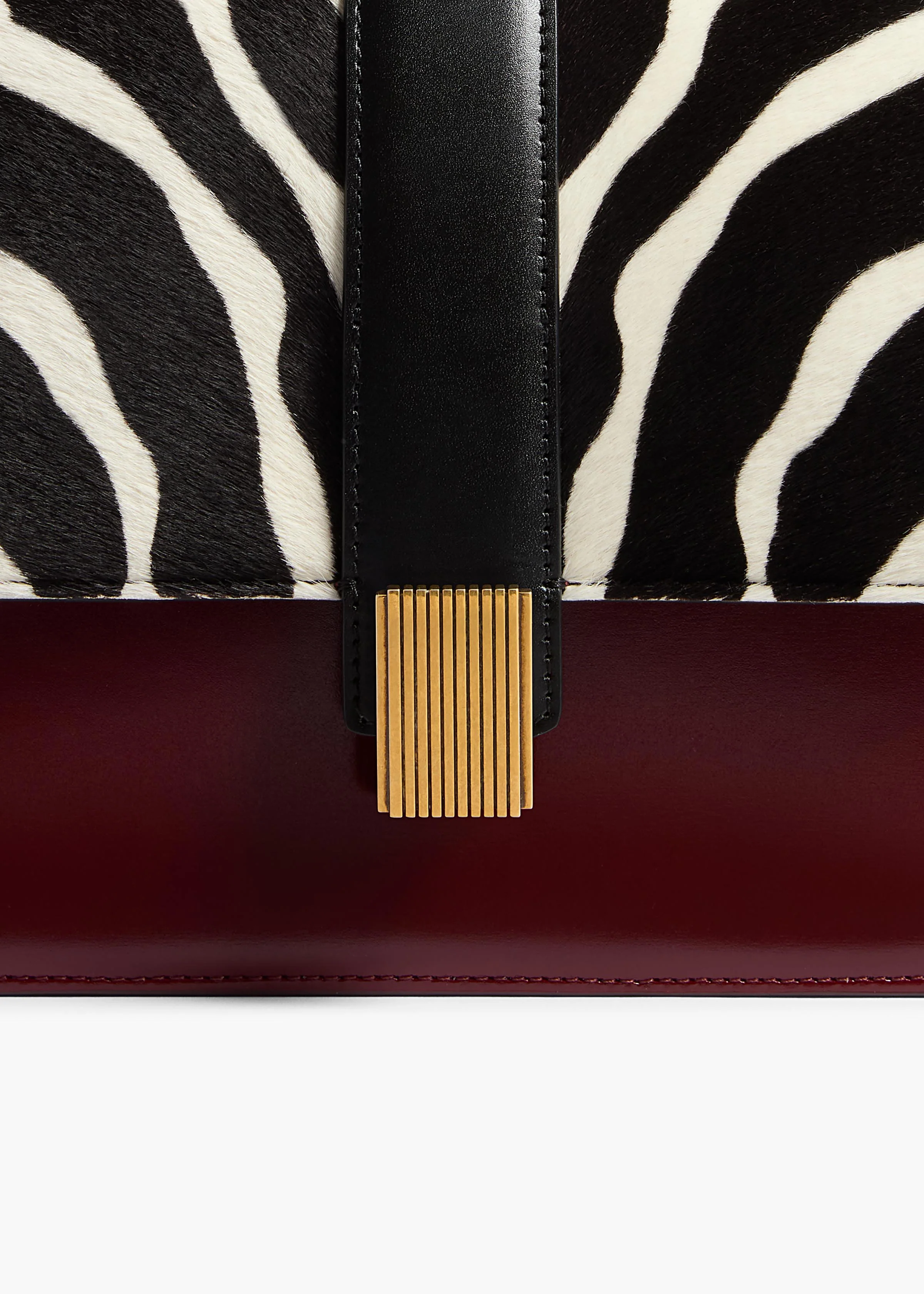 Khaite - Blake Crossbody Bag in Zebra Print Haircalf and Oxblood Leather - Image 4