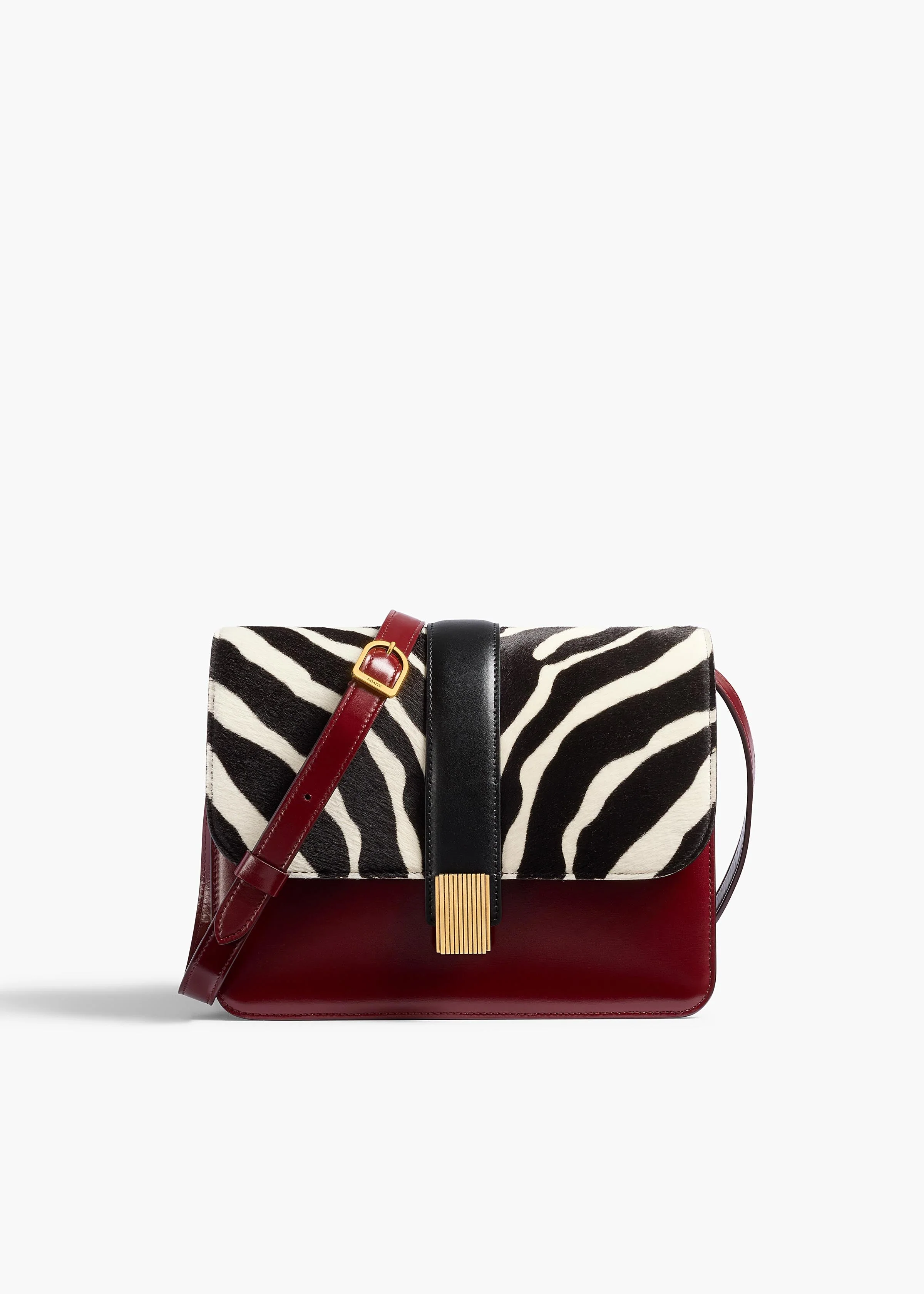 Khaite - Blake Crossbody Bag in Zebra Print Haircalf and Oxblood Leather - Image 7