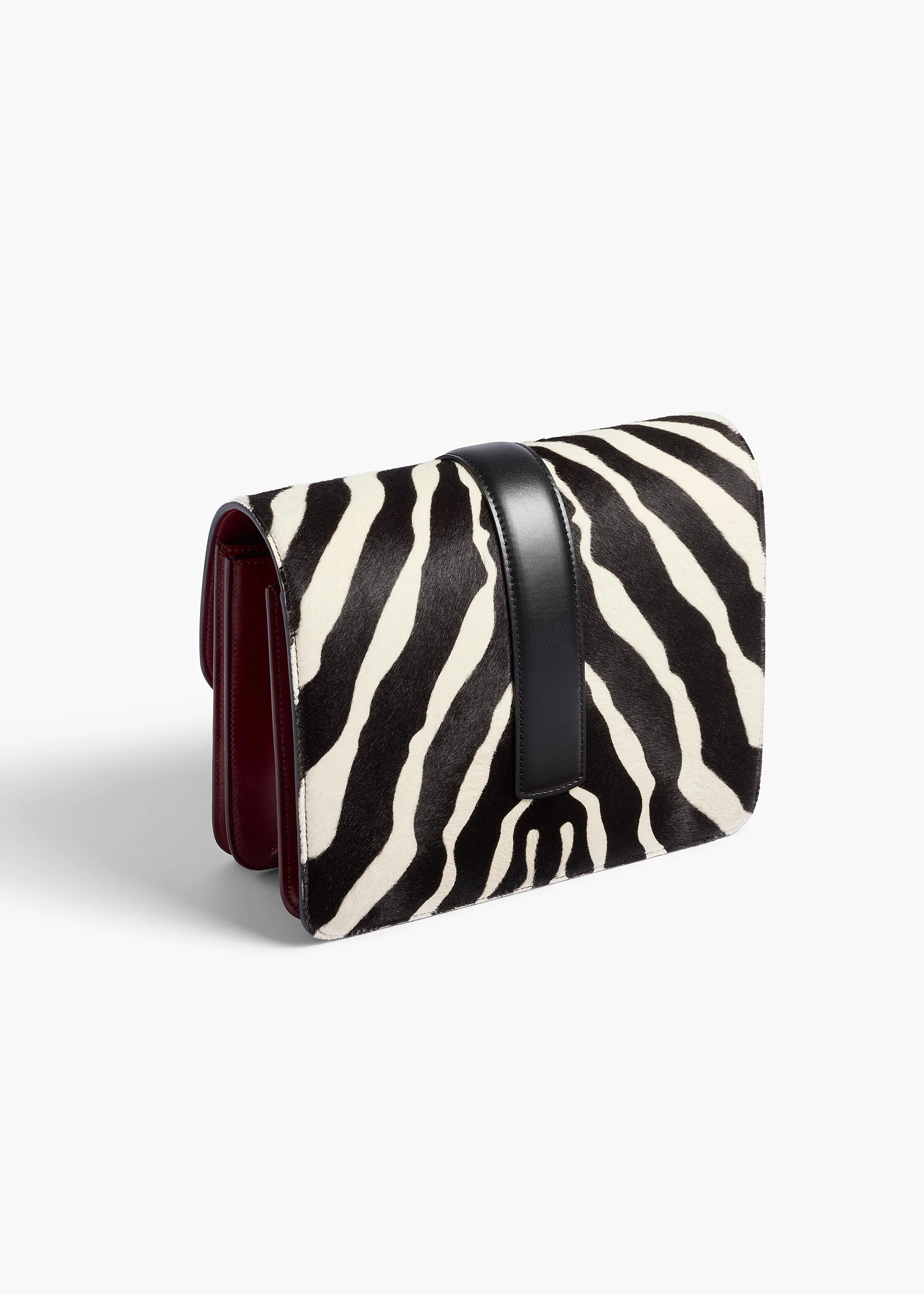 Khaite - Blake Crossbody Bag in Zebra Print Haircalf and Oxblood Leather - Image 8