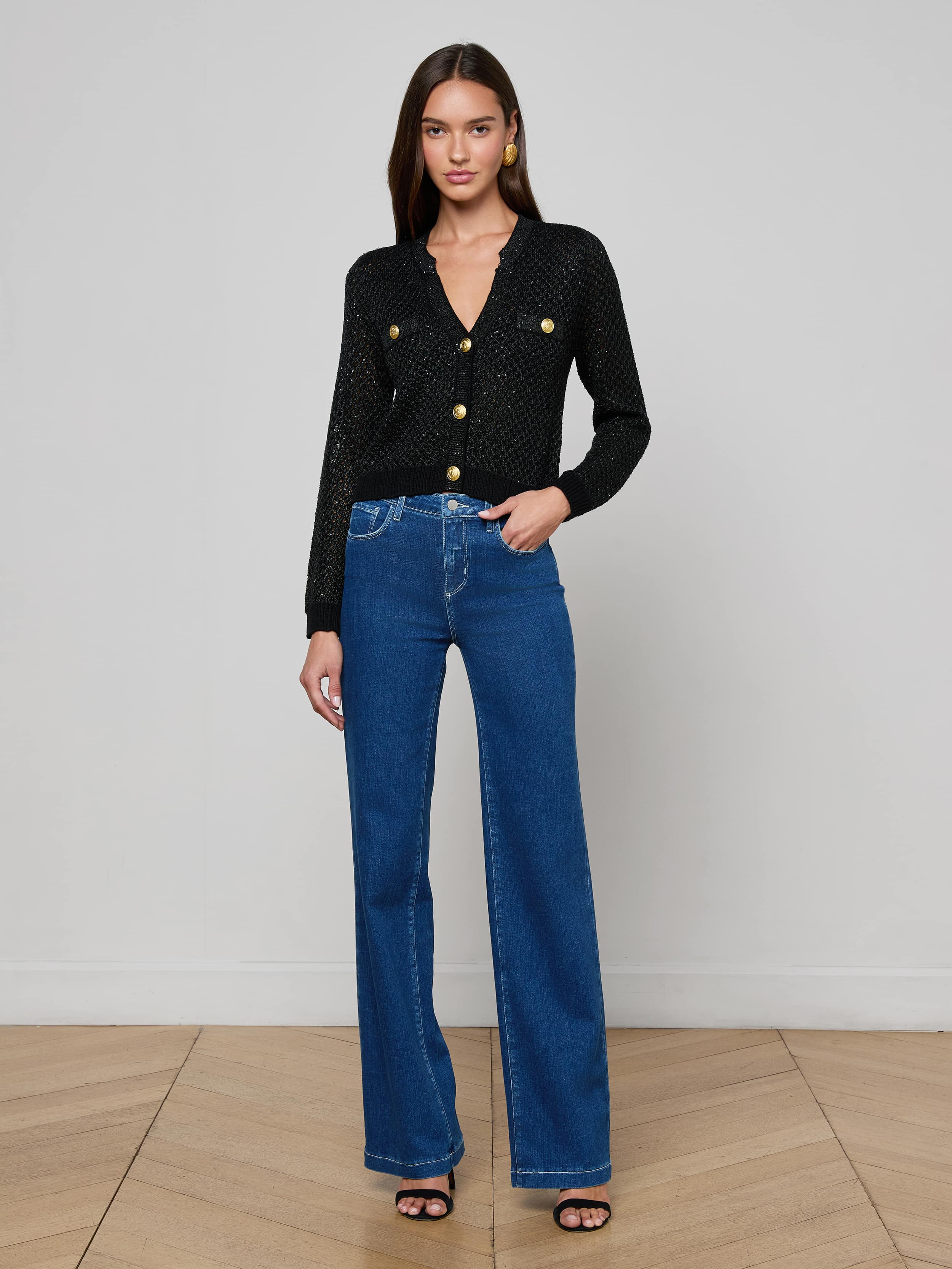 L'AGENCE - Blanca Sequin Cardigan - Image 8