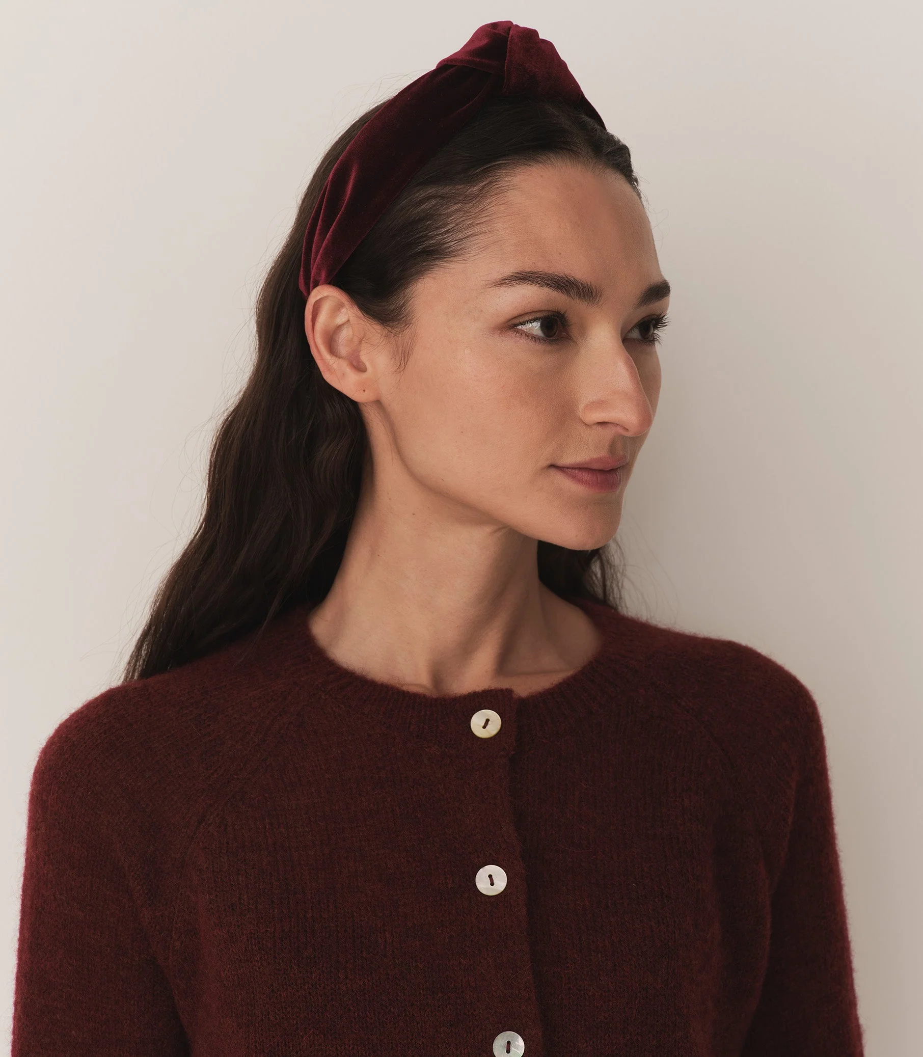 DÔEN - BLANCHE KNOTTED HEADBAND -- BURGUNDY VELVET