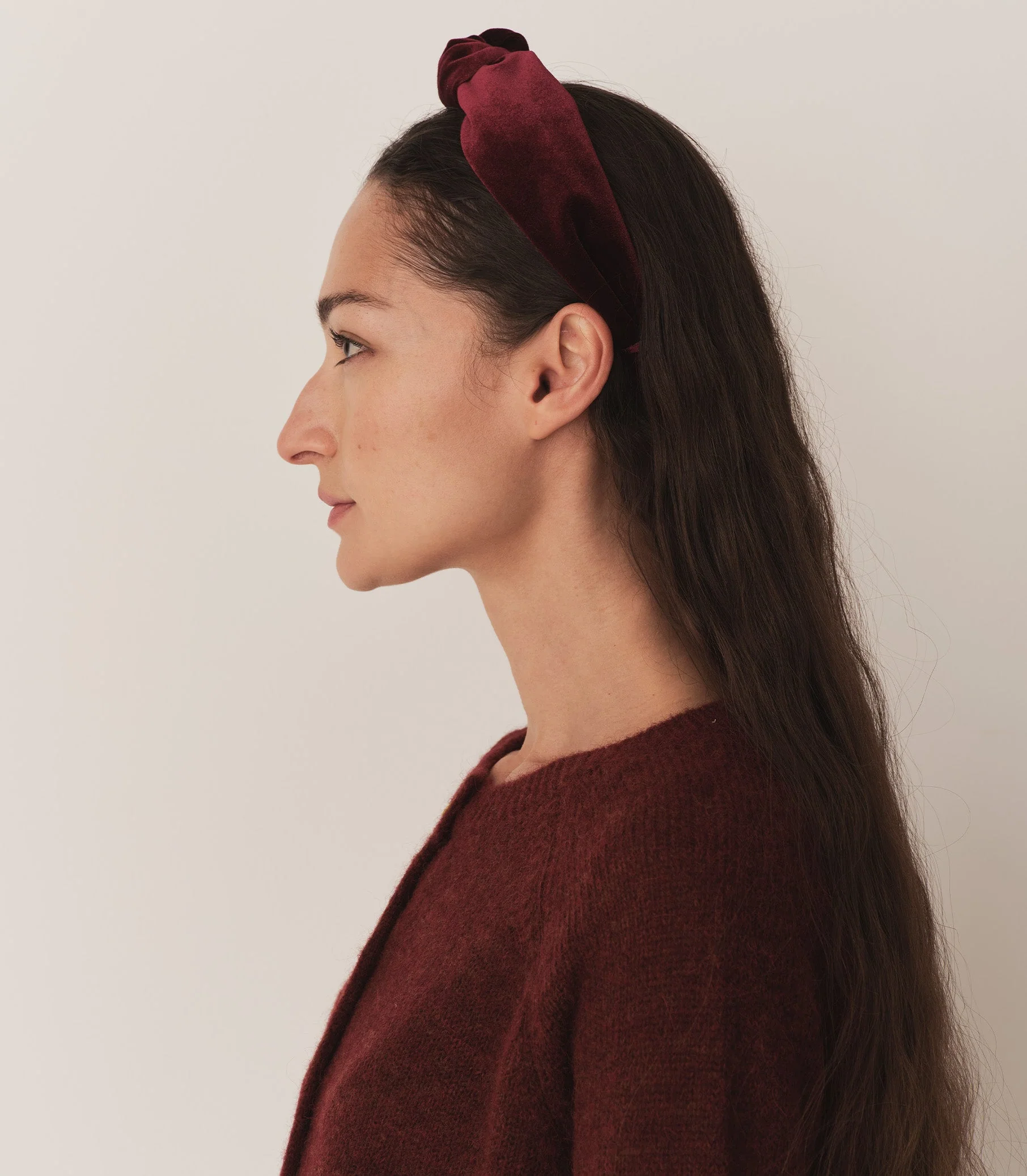 DÔEN - BLANCHE KNOTTED HEADBAND -- BURGUNDY VELVET - Image 2