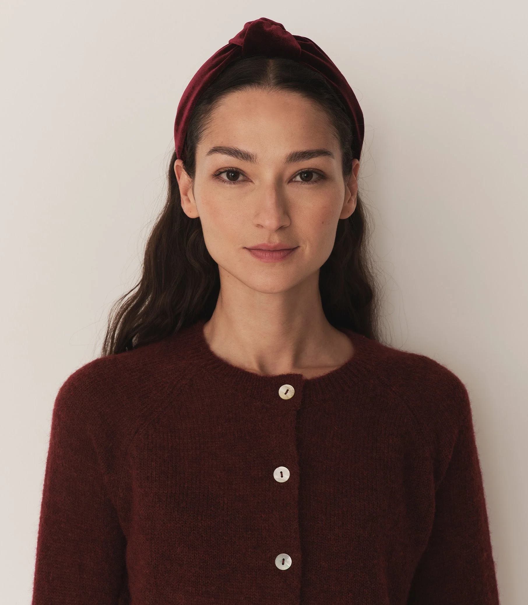 DÔEN - BLANCHE KNOTTED HEADBAND -- BURGUNDY VELVET - Image 3