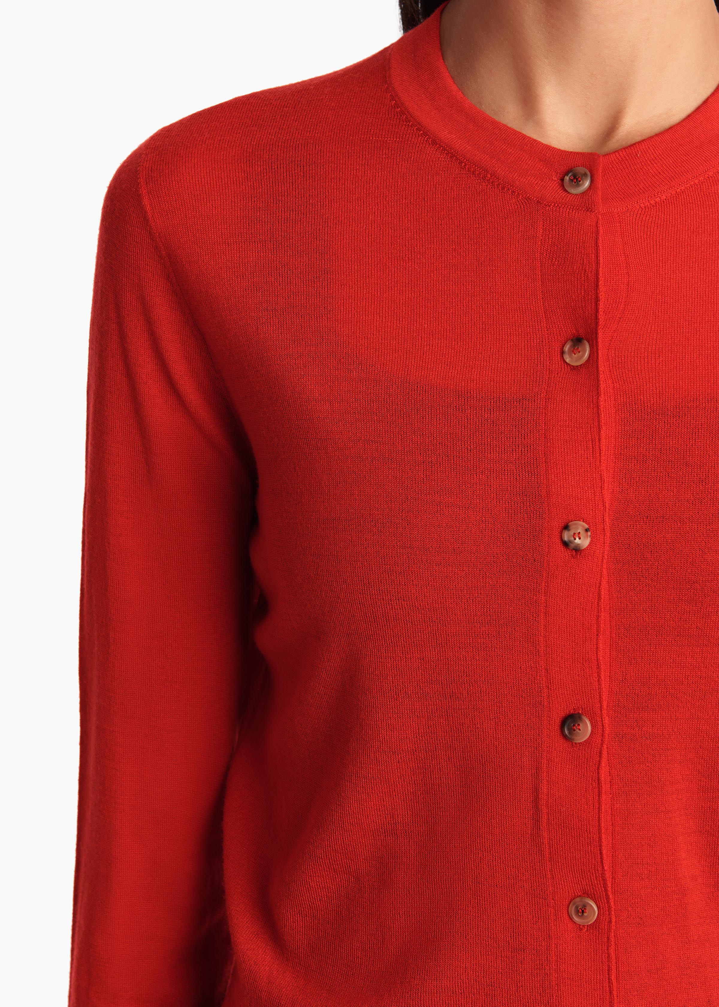Khaite - Brieta Cardigan in Fire Red - Image 5