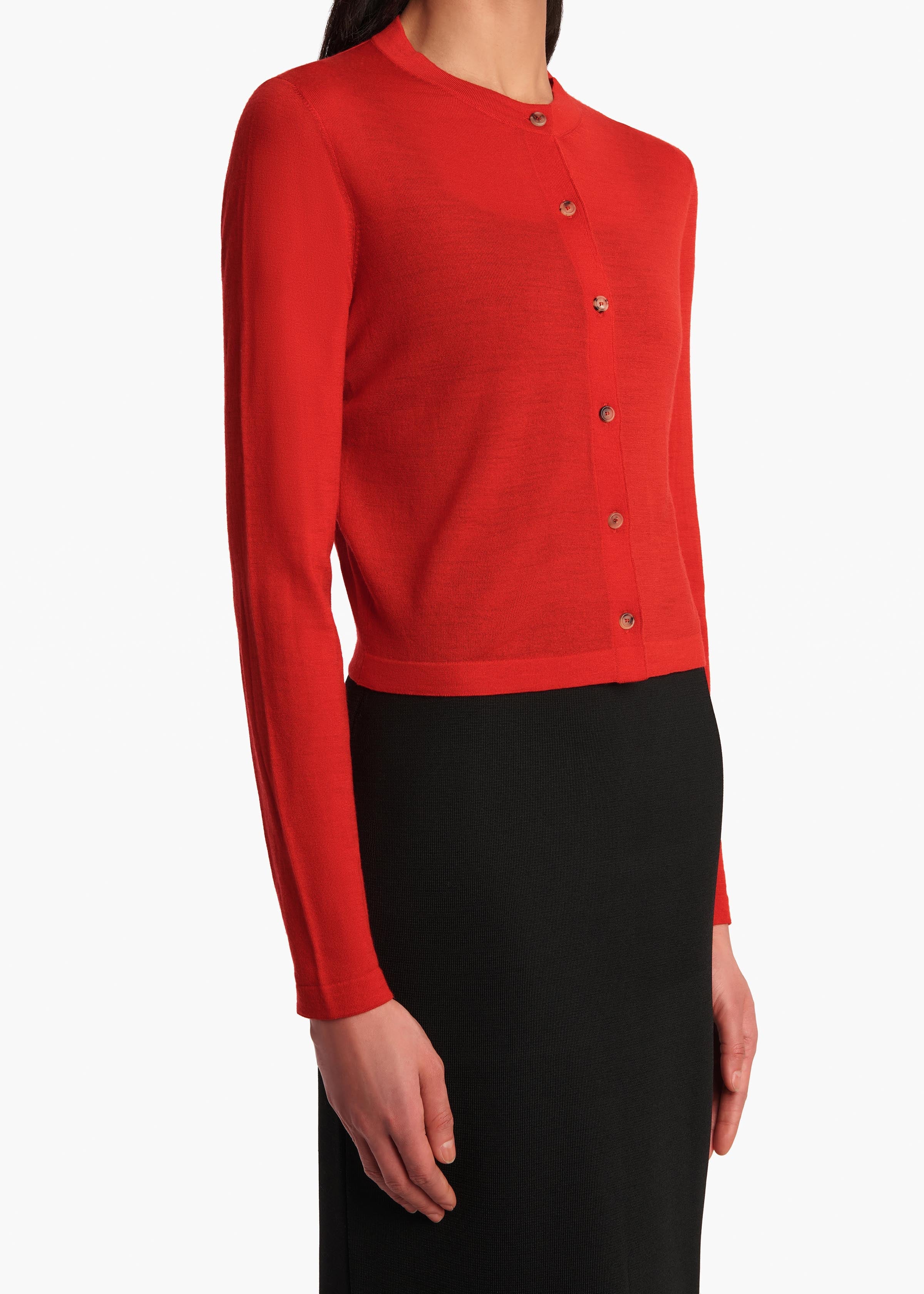 Khaite - Brieta Cardigan in Fire Red - Image 6