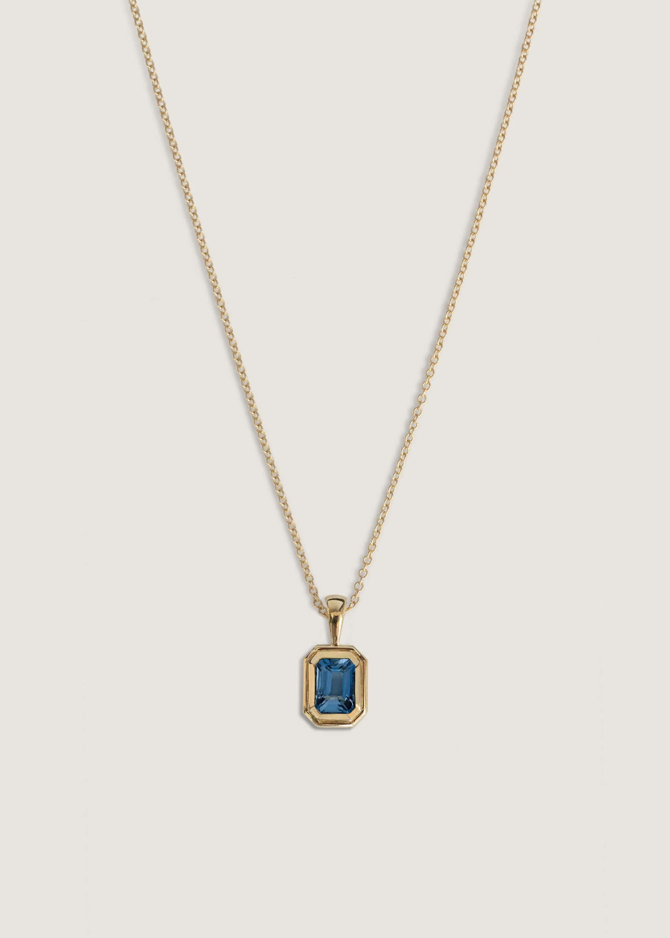 Kinn - Brooklyn Emerald Cut Pendant Blue Sapphire - Image 2