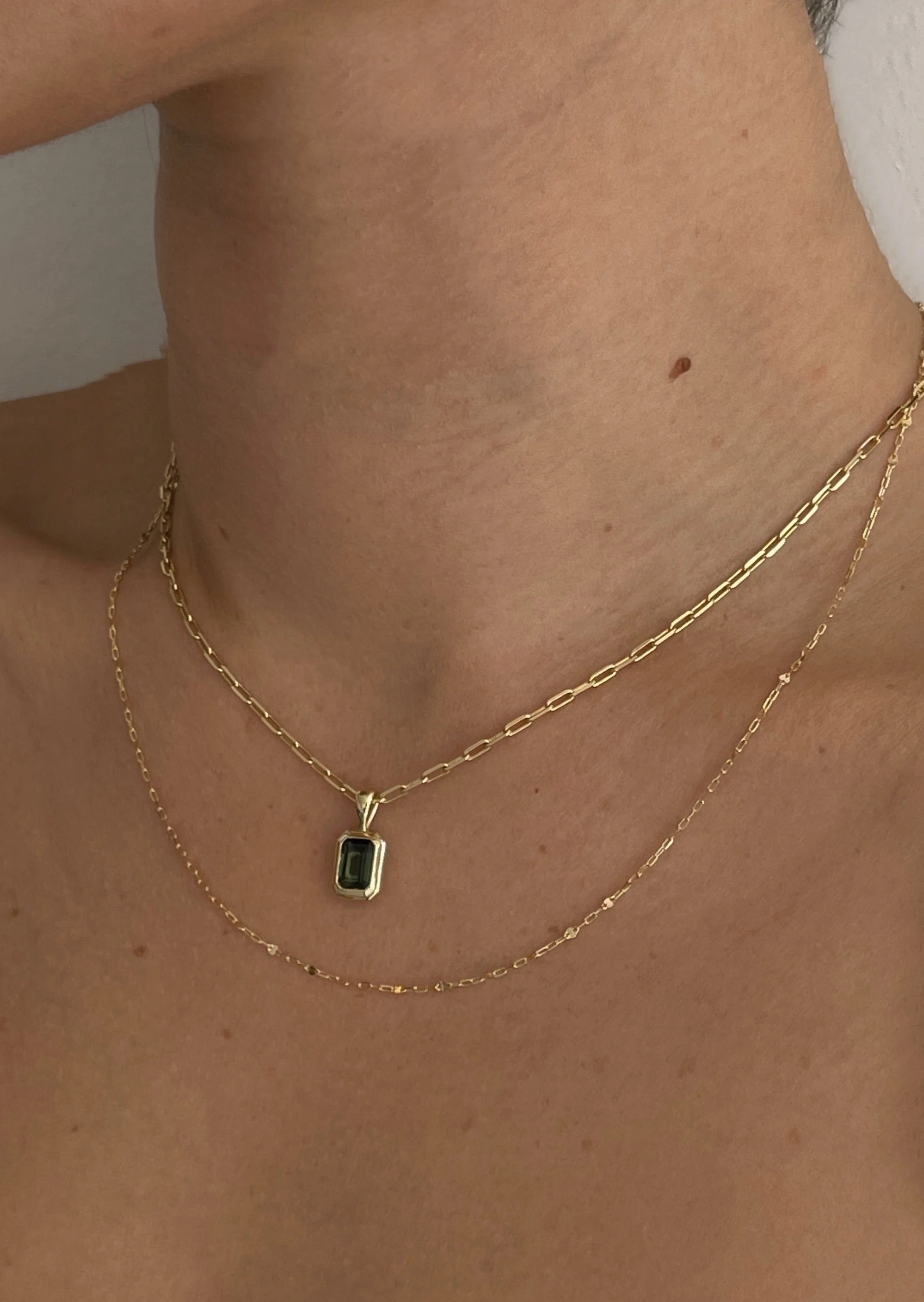 Kinn - Brooklyn Emerald Cut Pendant Green Tourmaline - Image 2