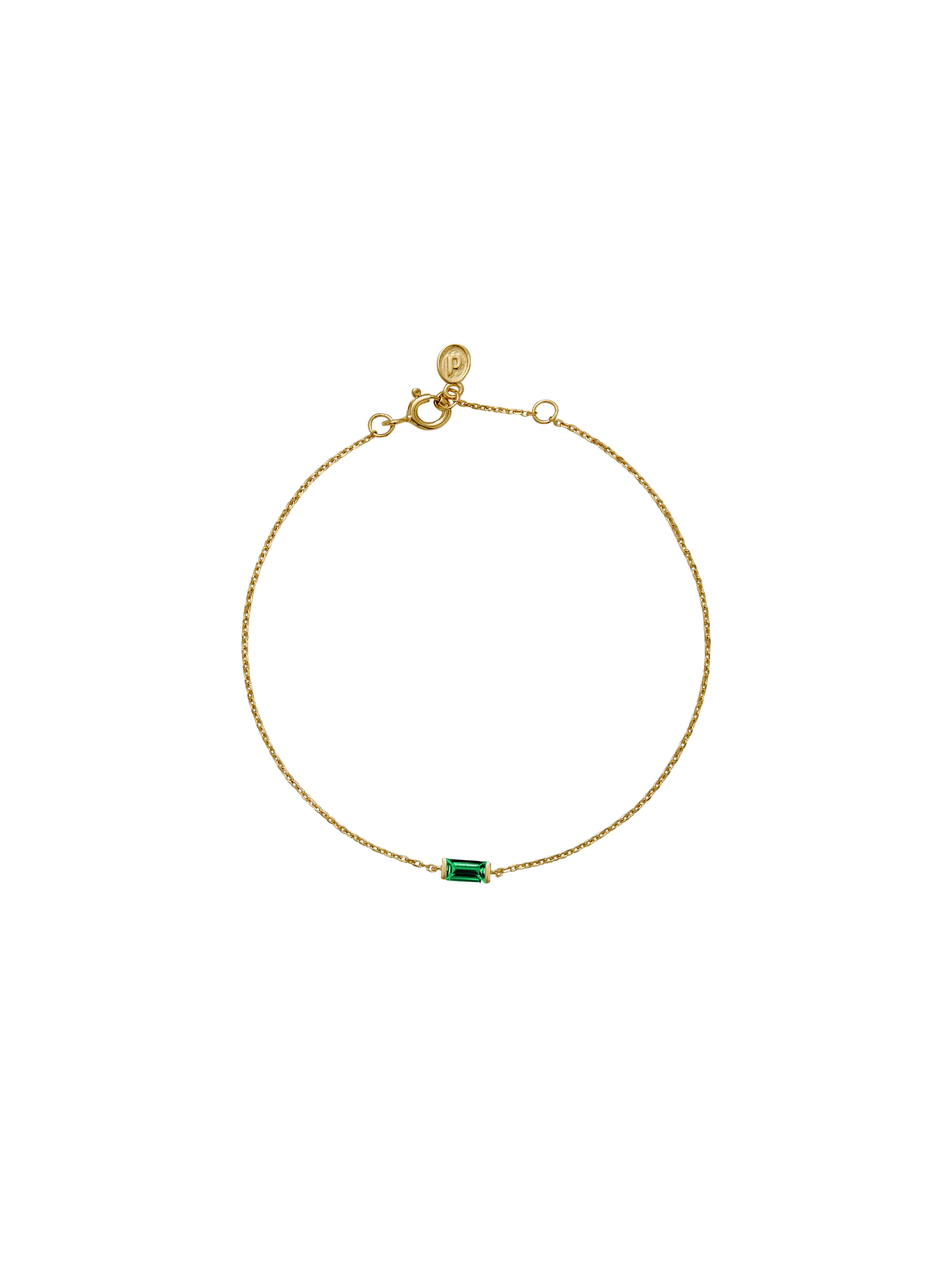 Dorsey - BAGUETTE LAB EMERALD GOLD CHAIN BRACELET