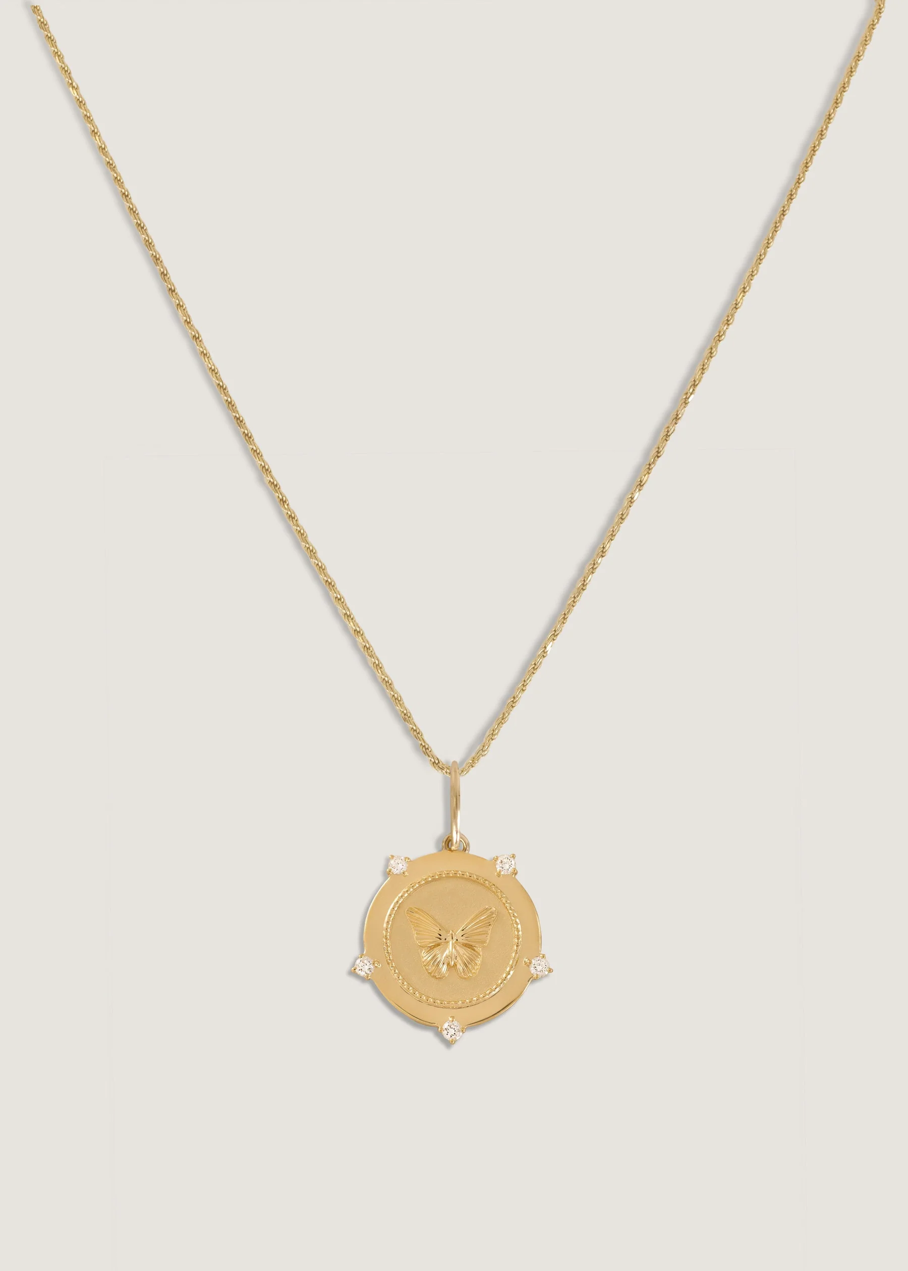 Kinn - Butterfly Coin Necklace Diamond