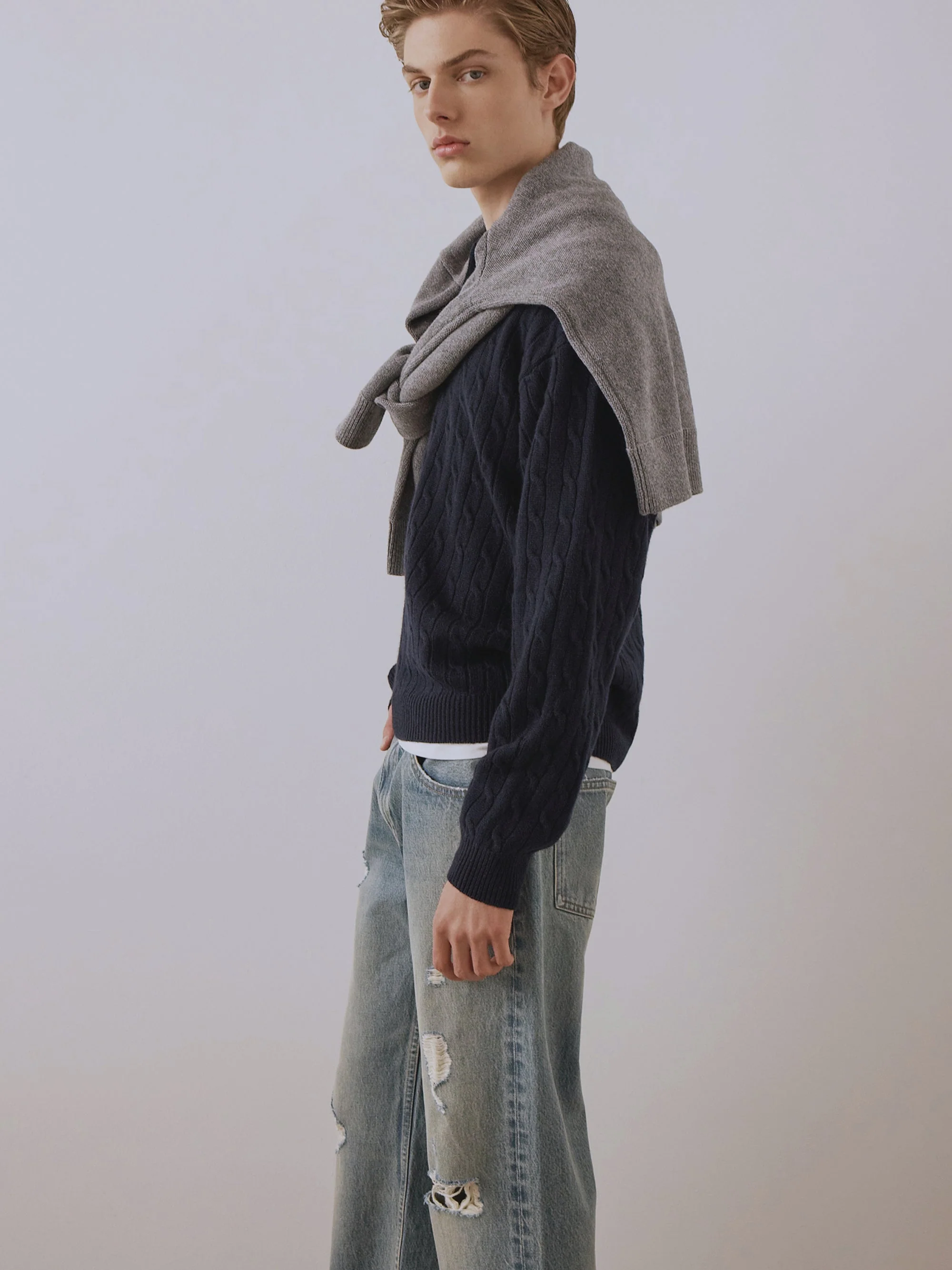 FRAME - Cable Polo Sweater - Image 7