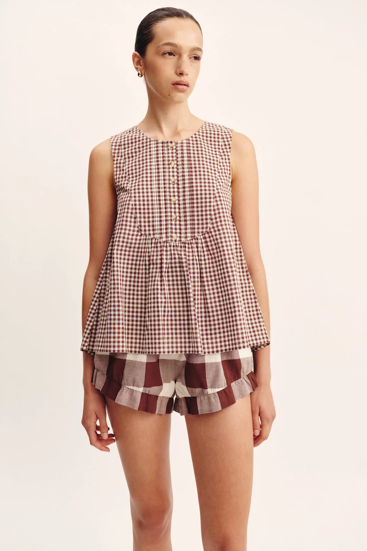 Posse - CALLIE BLOUSE - PETITE MOCHA GINGHAM - Image 2