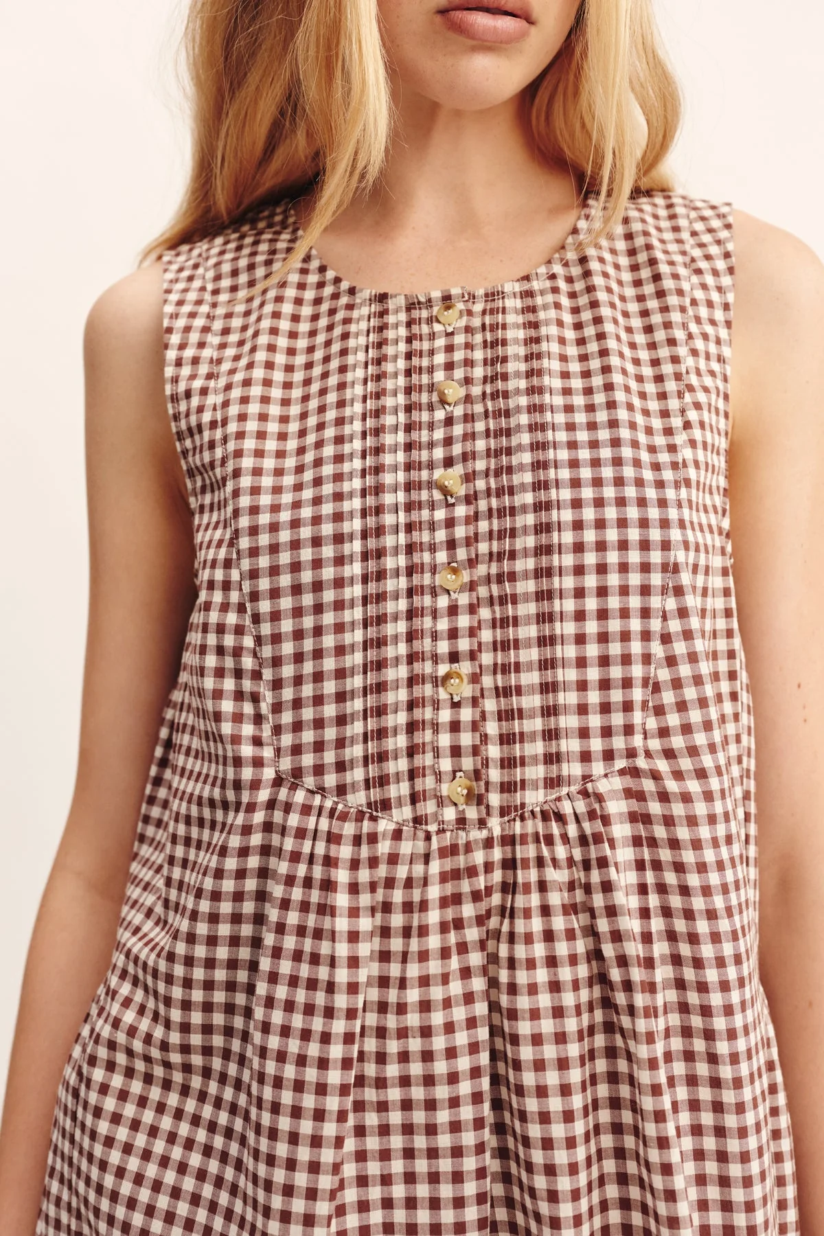Posse - CALLIE SHIFT DRESS - PETITE MOCHA GINGHAM - Image 4