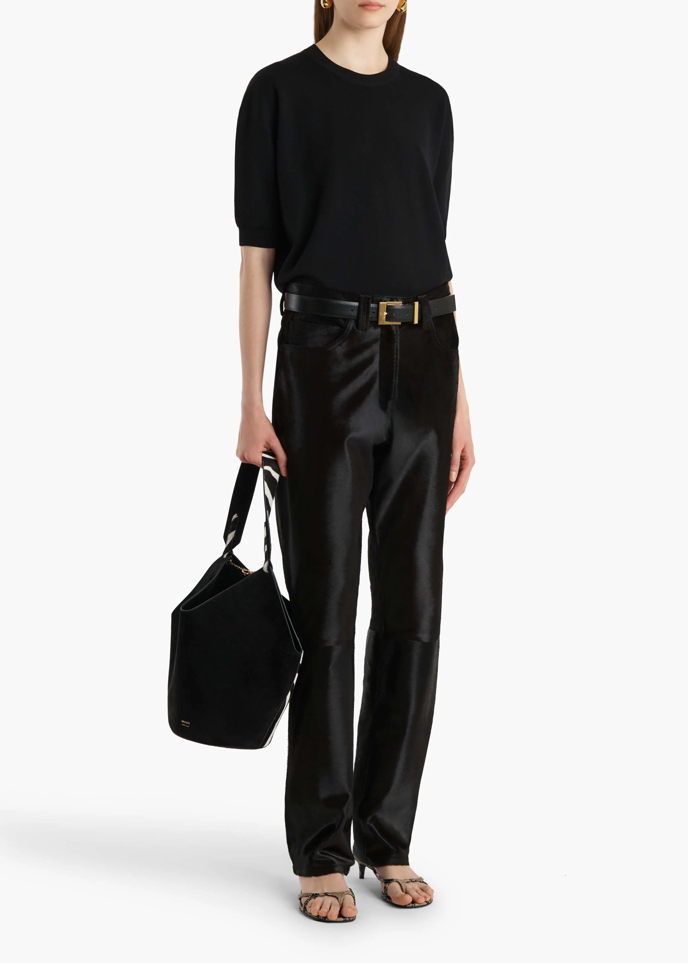 Khaite - Callum Pant in Chocolate Haircalf - Image 10