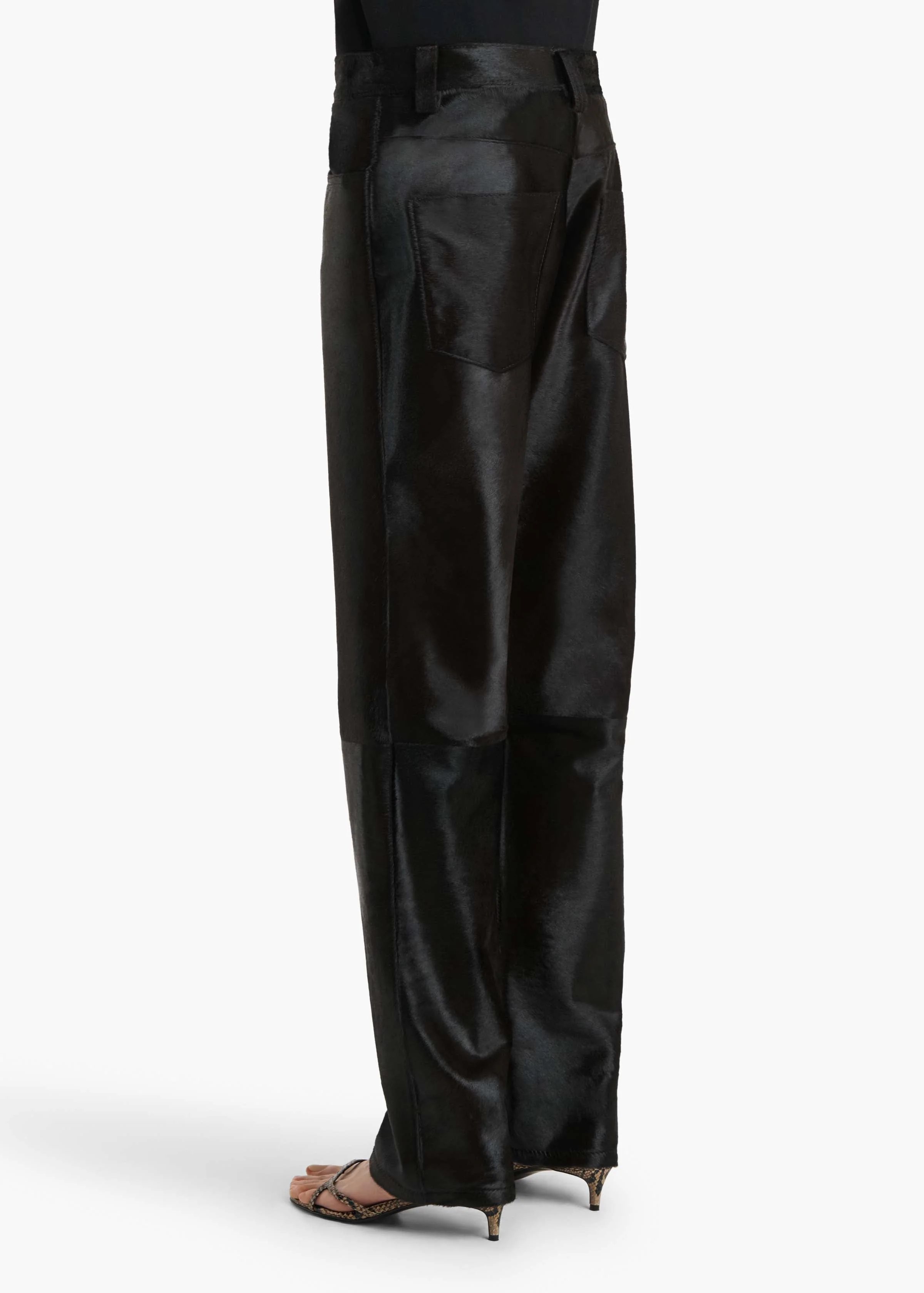 Khaite - Callum Pant in Chocolate Haircalf - Image 4