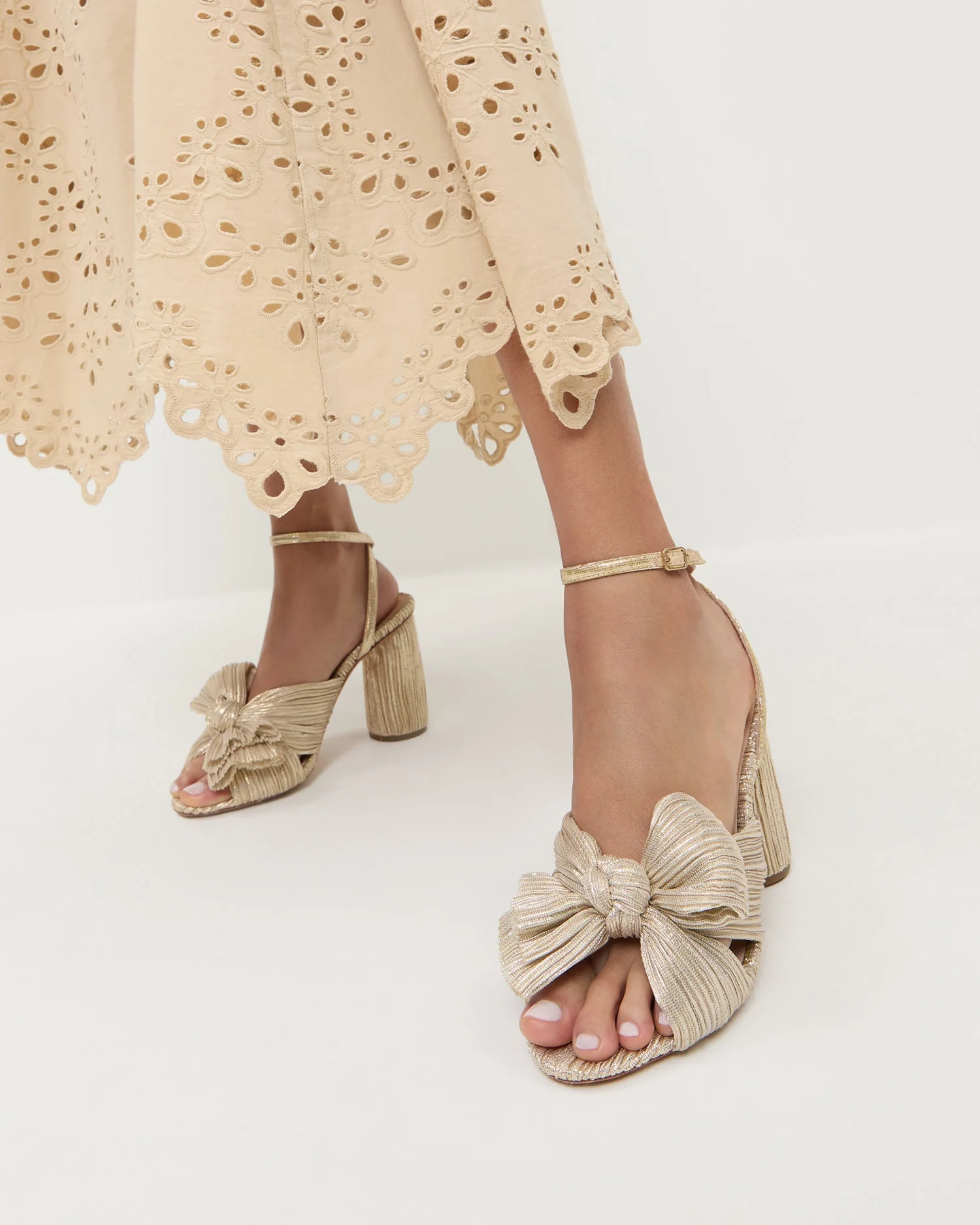 Loeffler Randall - Camellia Platinum Pleated Bow Heel - Image 2