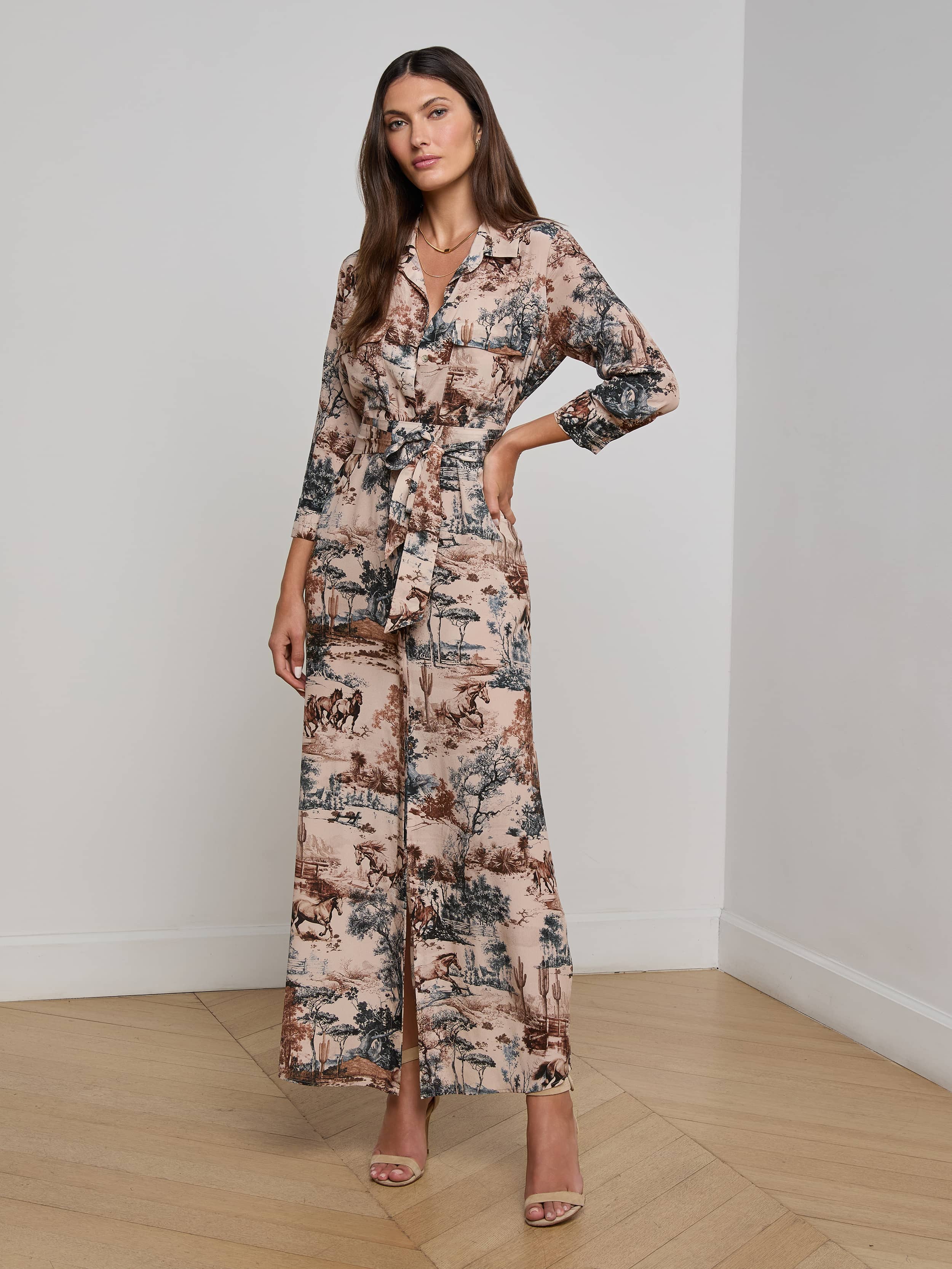 L'AGENCE - Cameron Silk Shirt Dress