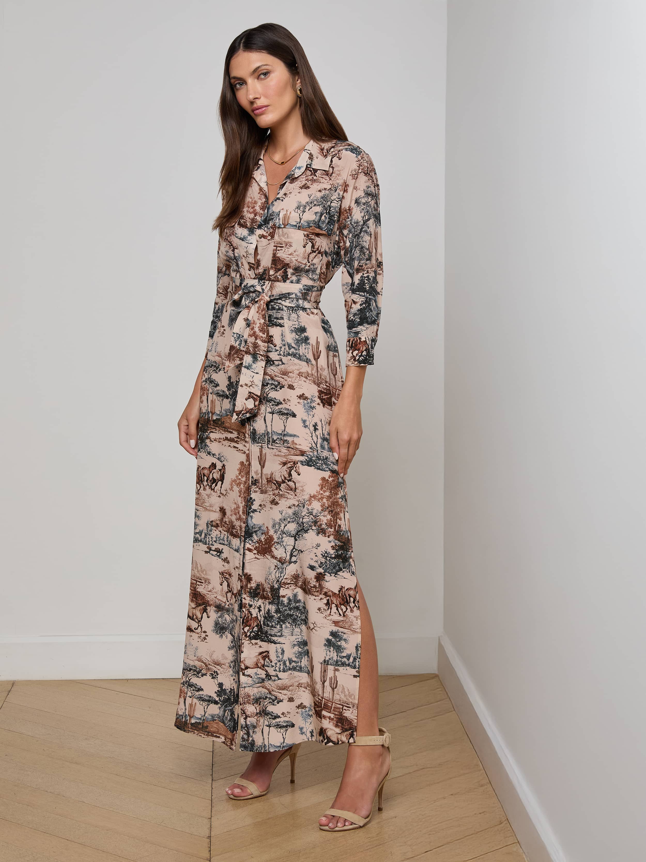 L'AGENCE - Cameron Silk Shirt Dress - Image 2