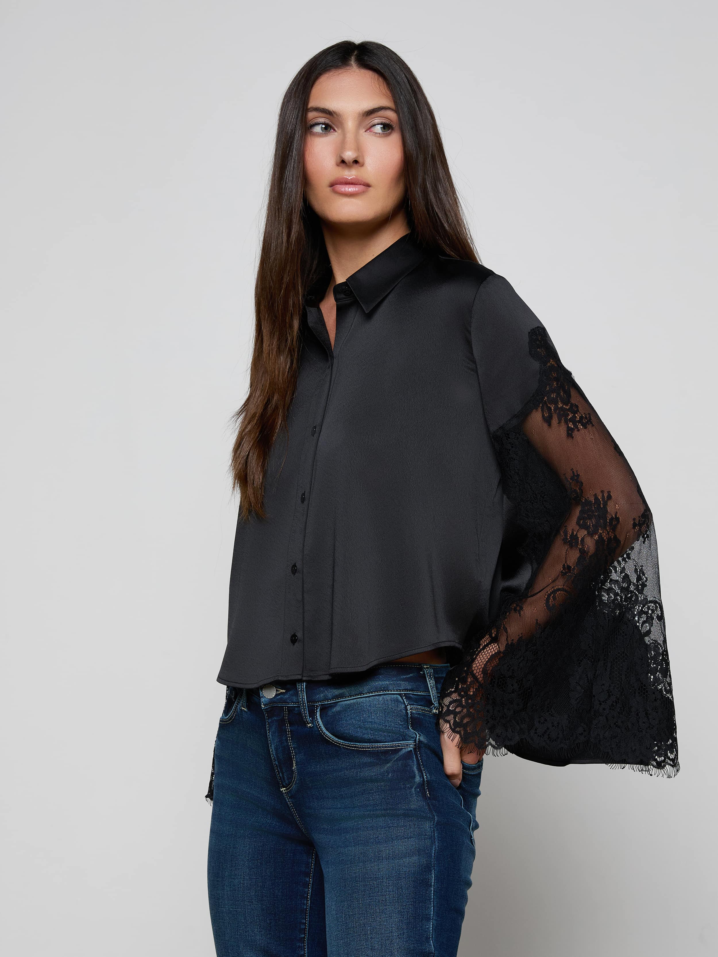 L'AGENCE - Capri Lace Sleeve Blouse - Image 2