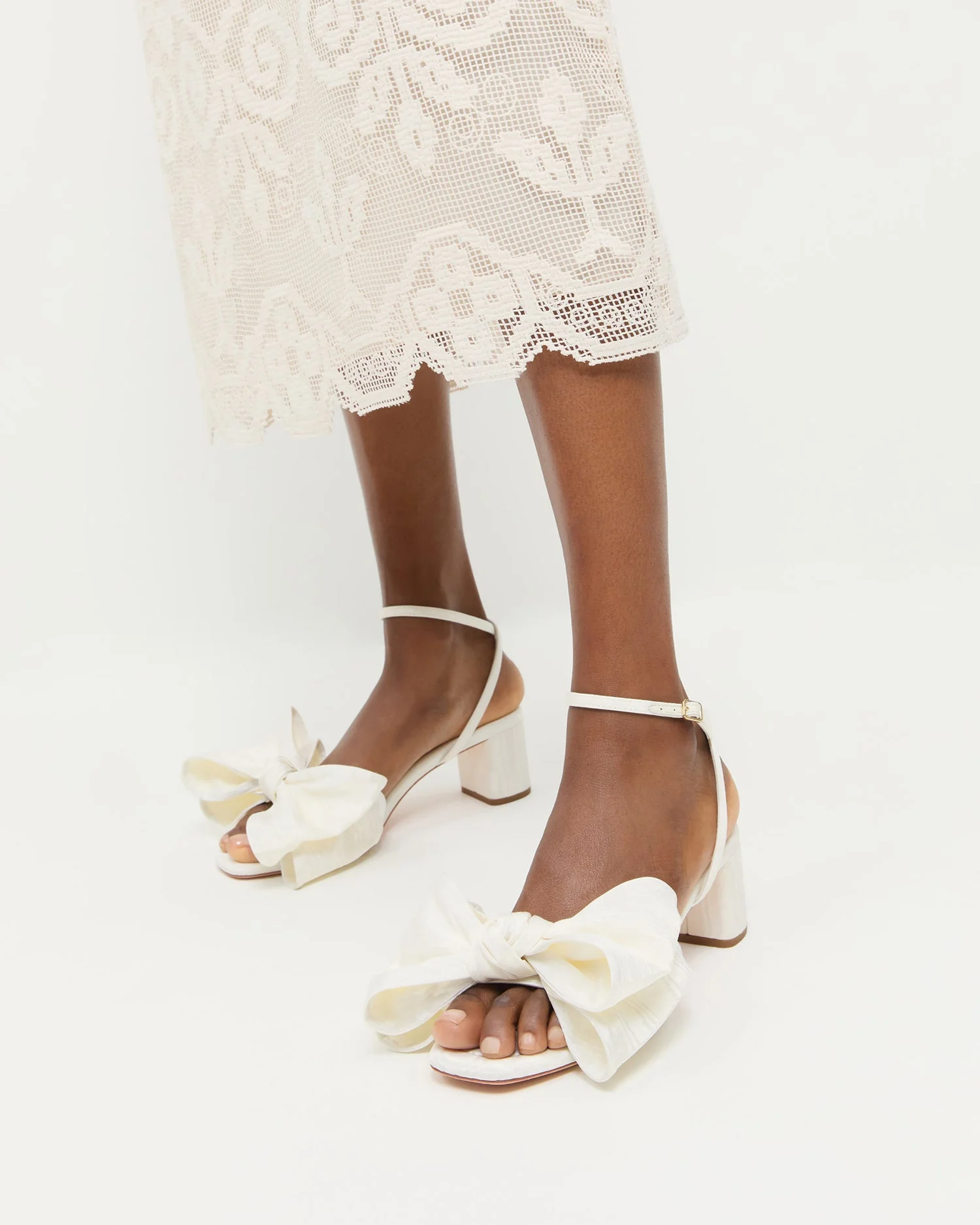 Loeffler Randall - Carmen Cream Moiré Bow Sandal - Image 2