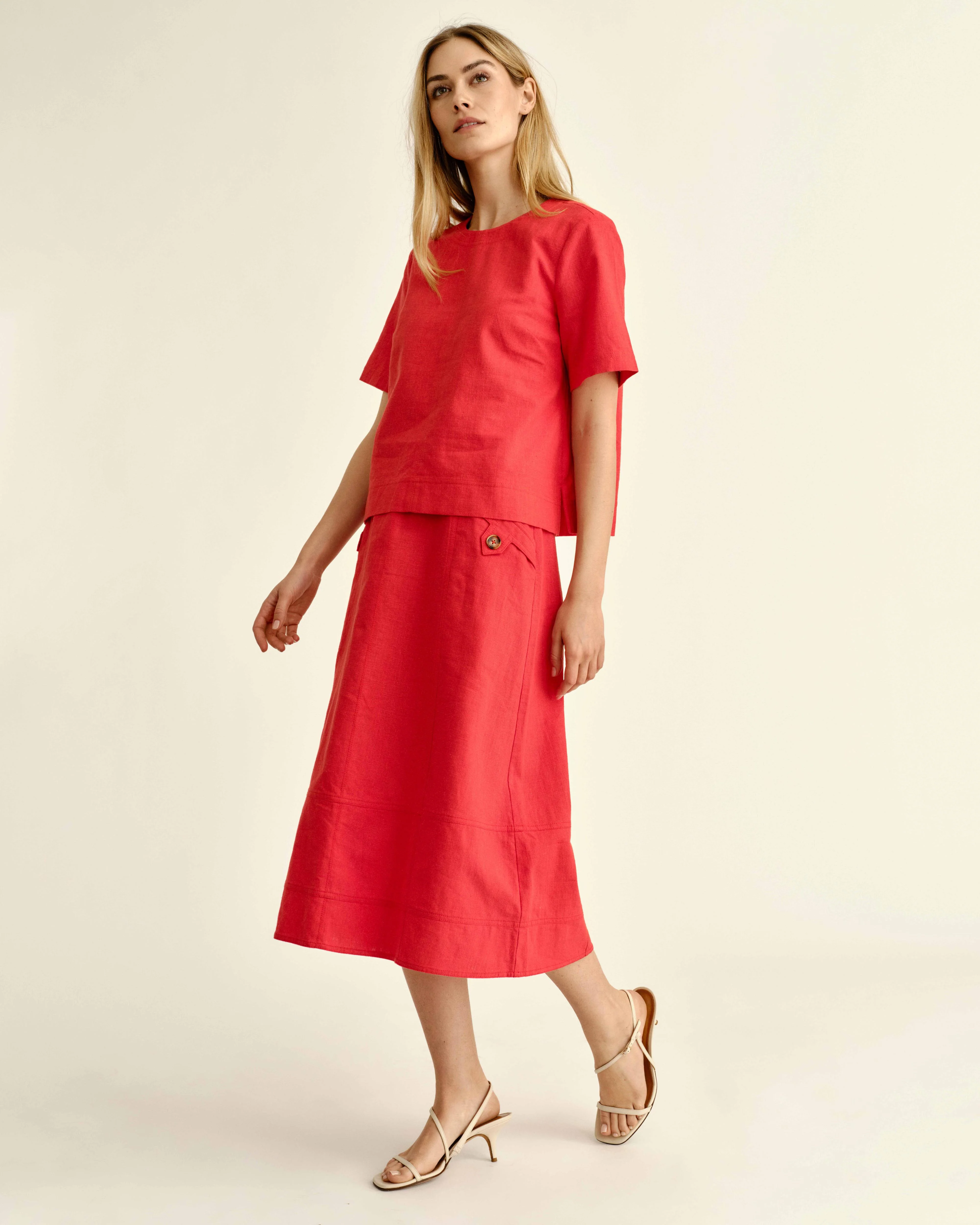 Cartolina - SU26 Alice Button Skirt - Poppy - Image 3